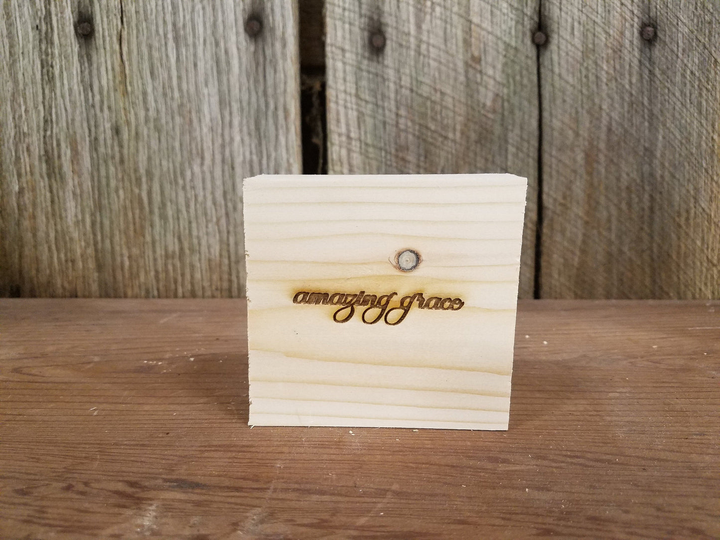 Amazing Grace, Encouragement, Hope, Decor, Rustic, Pine, Self Sitter, Handmade, Wood, Laser Engraved, Primitive, Small Accent, Gift