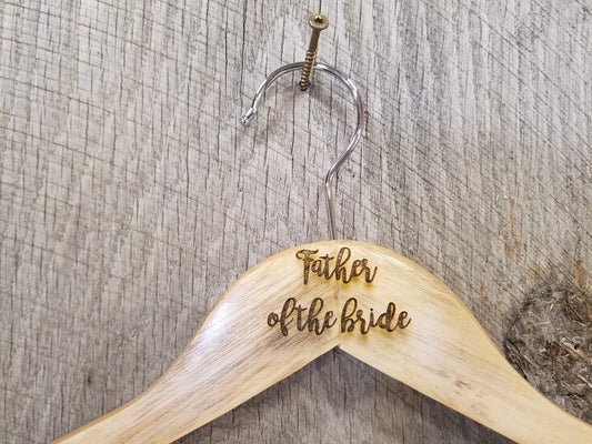 Father of the Bride Gift Clothes Hanger Bridal Party Engraved Hard Wood Coat Sturdy Wedding Bromellow Personalized