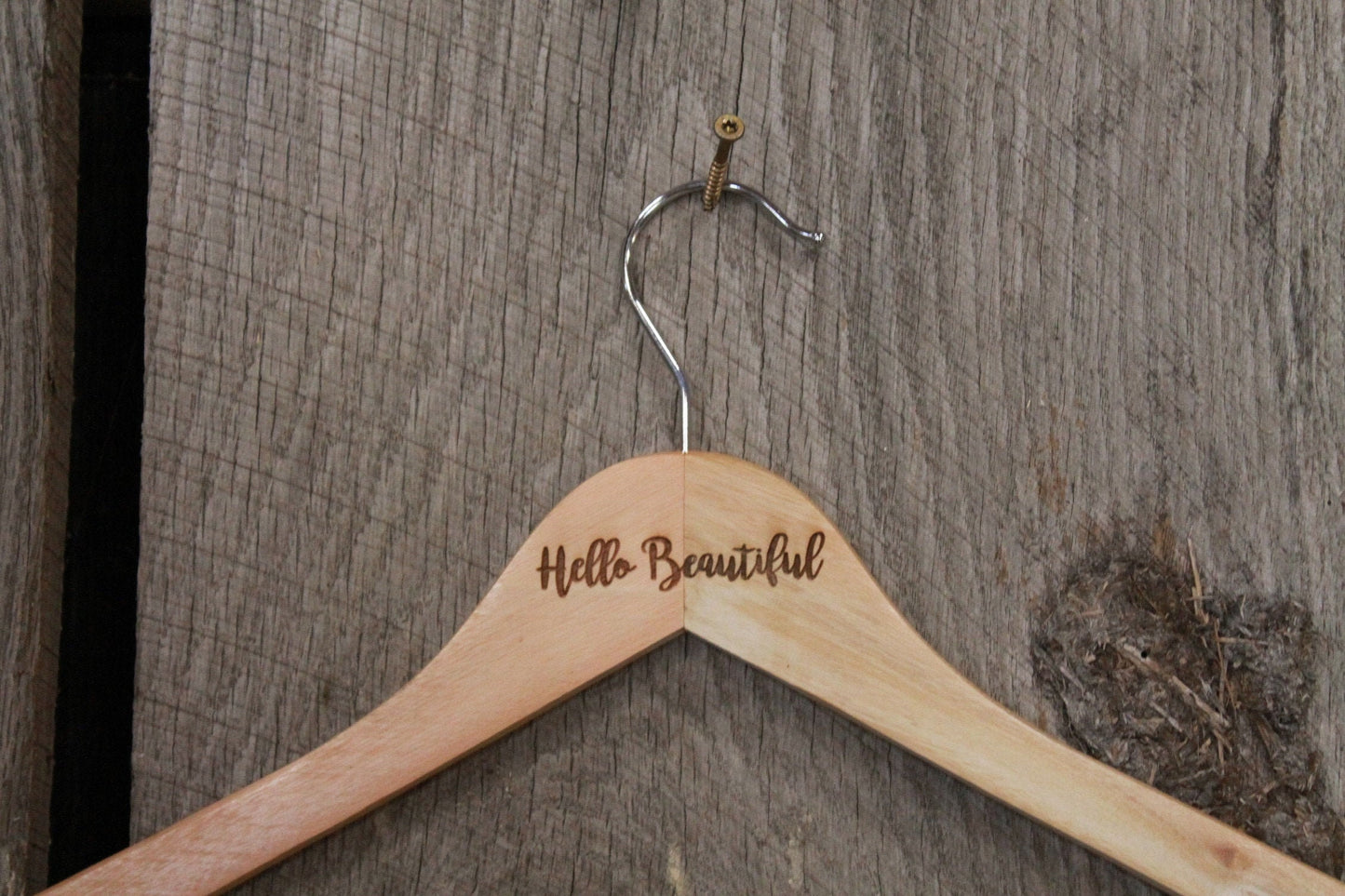 Hello Beautiful Clothes Hanger Engraved Hard Wood Womans Ladies Sturdy Dress Wedding Gift