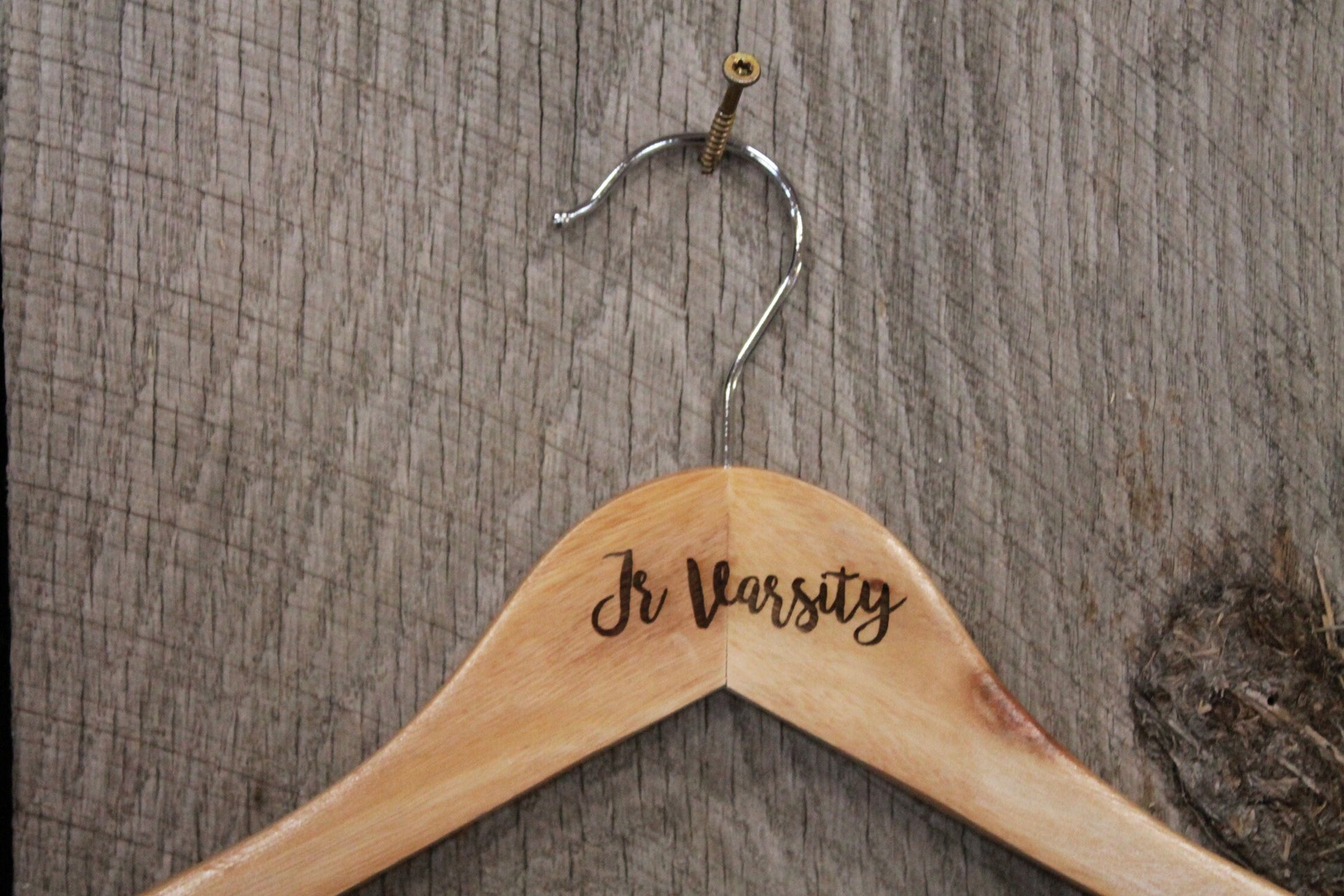 Jr Varsity Jacket Clothes Hanger Engraved Hard Wood Sturdy Ceremony Celebration Gift High School Letter