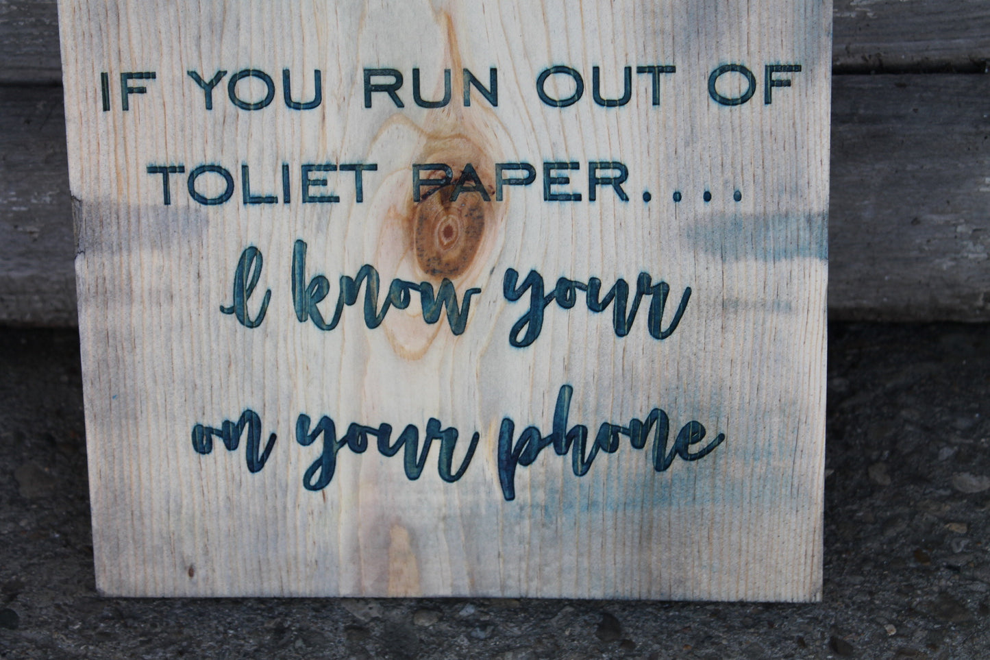 Bathroom, Sign,  Funny, Text me, Out of toilet paper,  Humor, Engraved, Rustic, Wood, Gross, Joke, Silly, Guest Bath, Decor, Clean