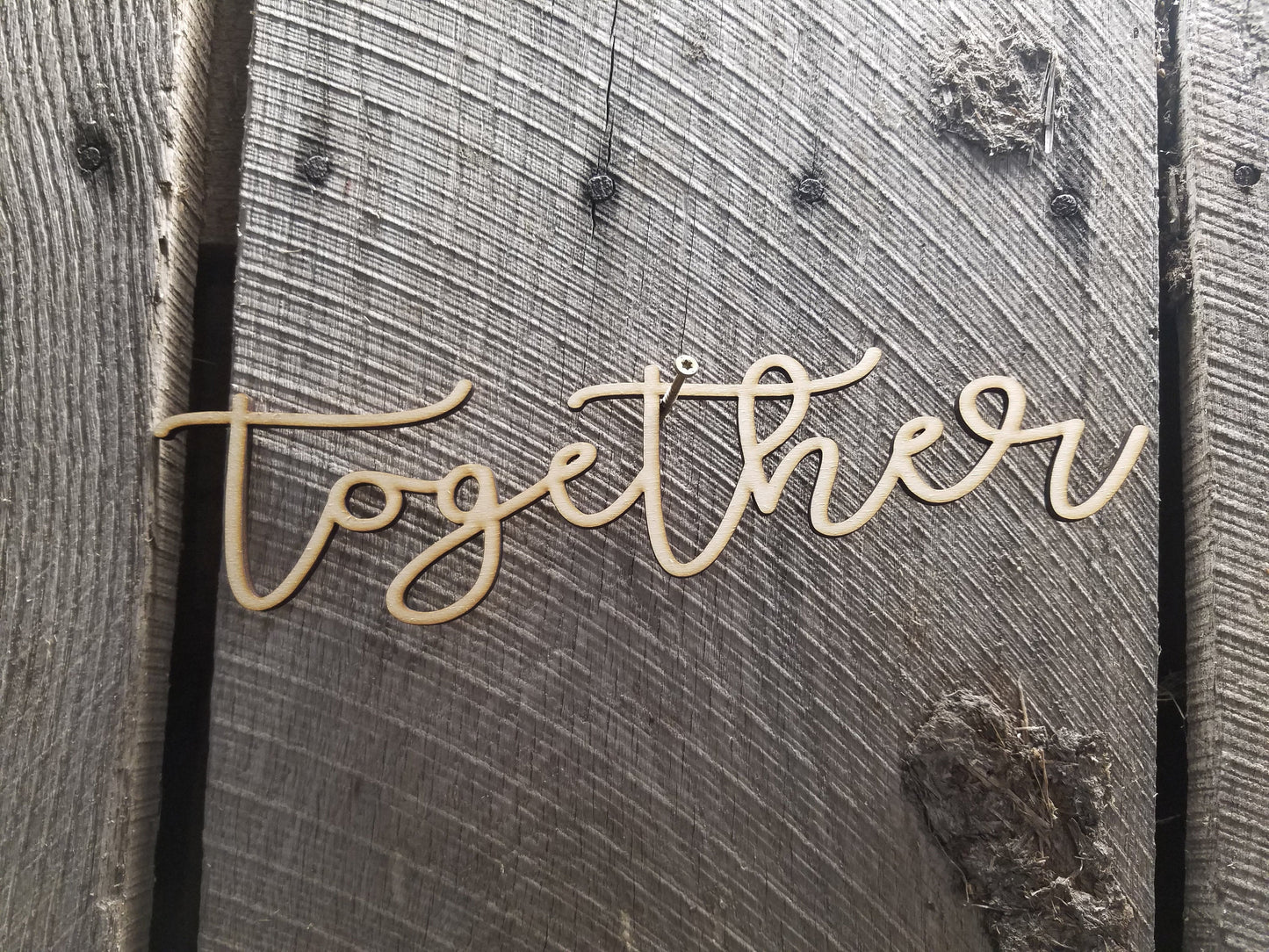 Together, Script, Text, Laser Cut Out, Sign, Cutout, DIY, Wood Word, Craft, Laser Cut Wood Word, Wooden, Decor, Birch
