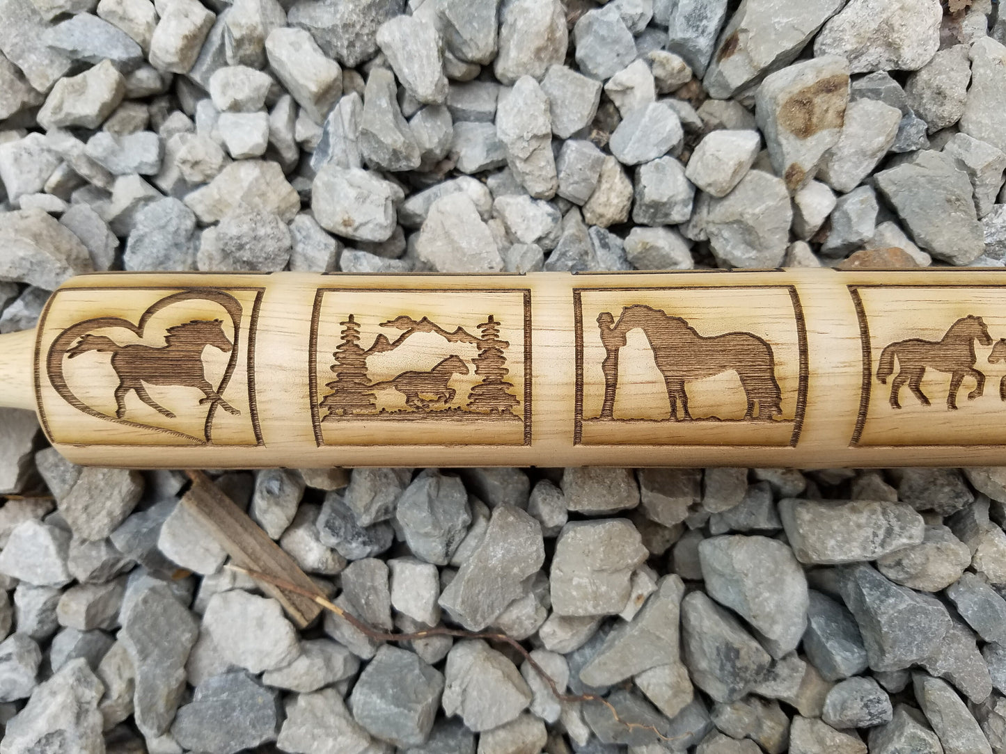 Horse, Girl, Horses, Equine, Heart, Love, Press, Stamp,Texture, 10 Inch Rolling Pin, Pie Crust, Gift, Embossed, Engraved, Wood, pottery
