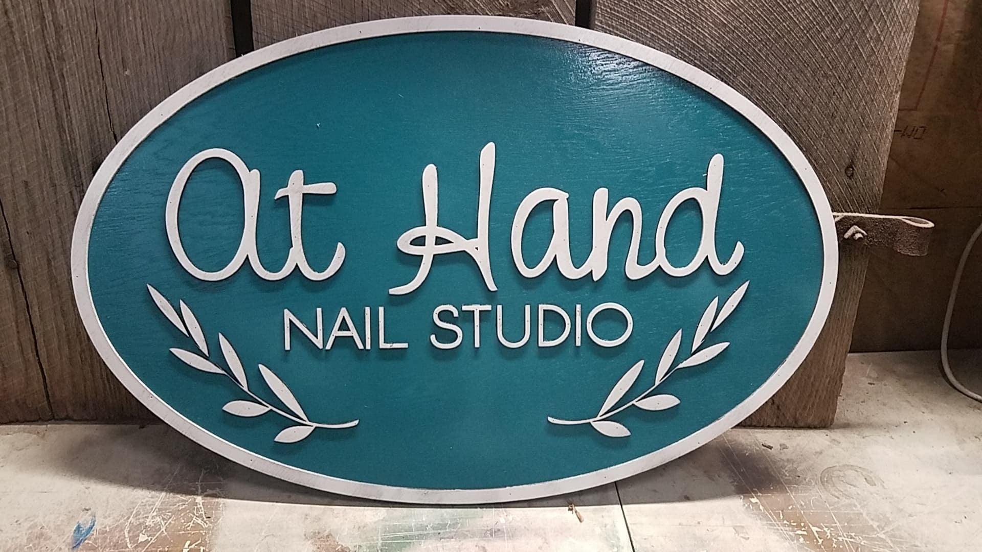 Large Wood Sign, Salon, Nail, Manicure, Hair, Beauty, Beautician, Small Business Sign, Oval, Raised Text, Custom, Cut, Wood,