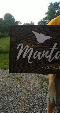 Restaurant, Business, Beach, Manta Ray, Ocean, Seafood, Sign Large Outdoor, Commercial, Wood, 3D, Raised Text, Entrance Sign