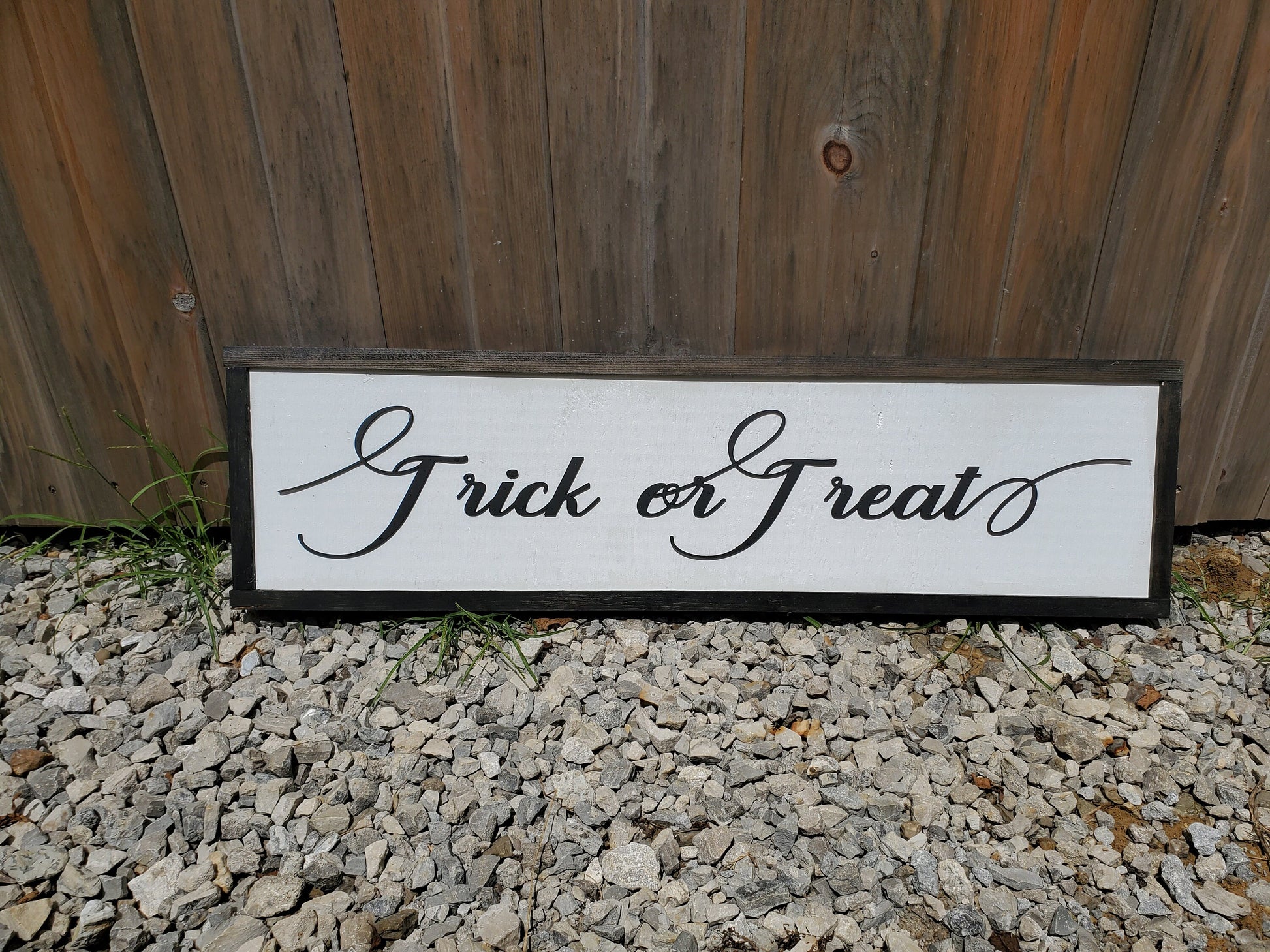 Script Trick or Treat Wood Sign large Halloween farmhouse porch decor