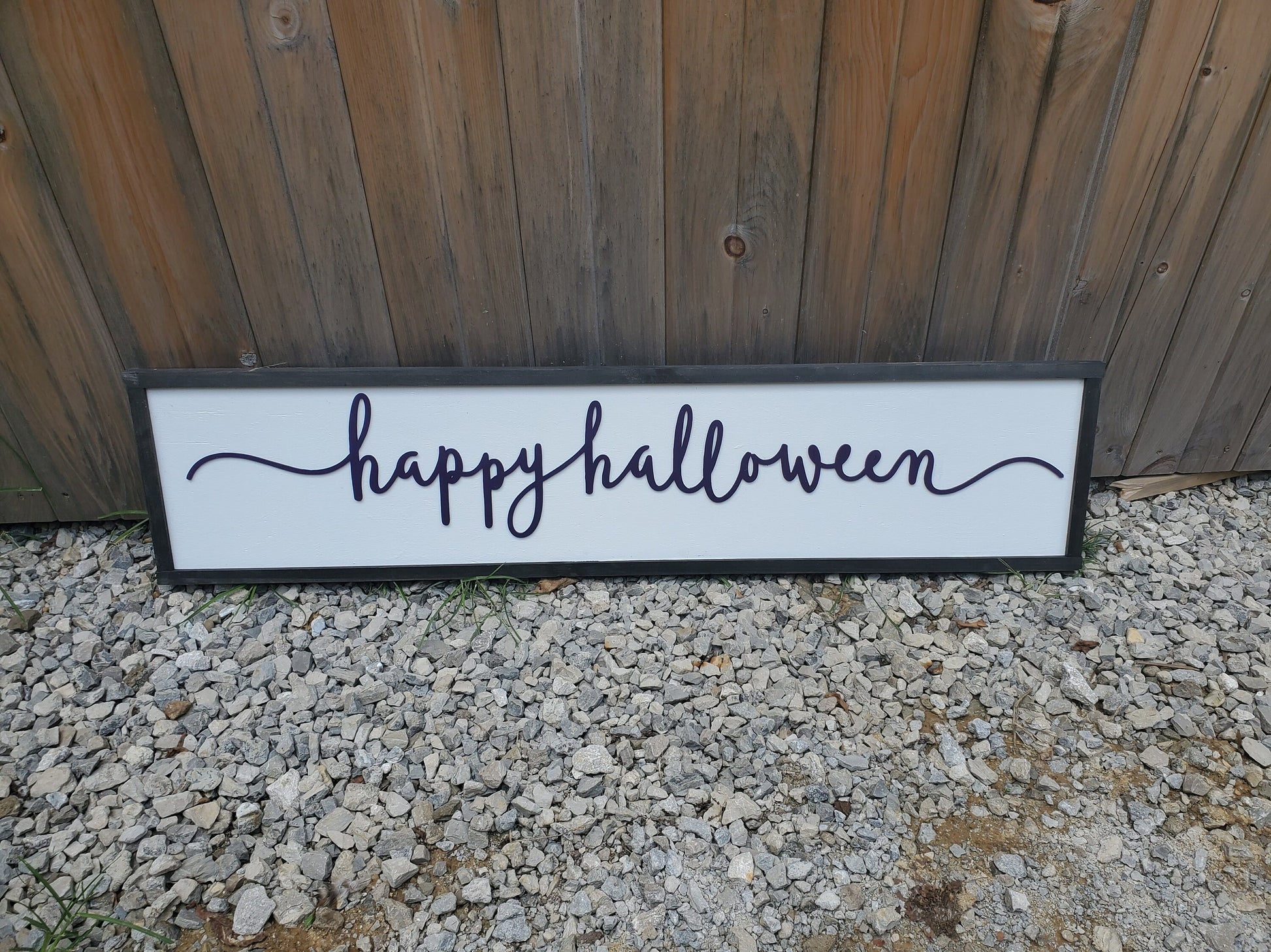 Happy Halloween, Script, Fall, Autumn, Halloween Sign, Decor, Wall, Wood, 3D, Laser Cut, Primitive, Rustic, Raised, Graphic, Decoration