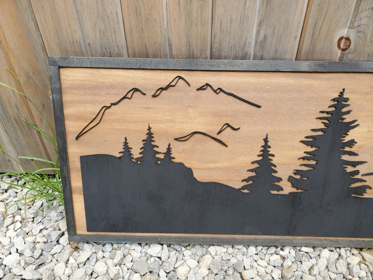 Large Custom Ranch Sign, Deer, Elk, Mountain, Cabin, Scenery, Rustic, Lodge, Wood, Laser Cut Out, 3D, Extra Large, Couch Sign