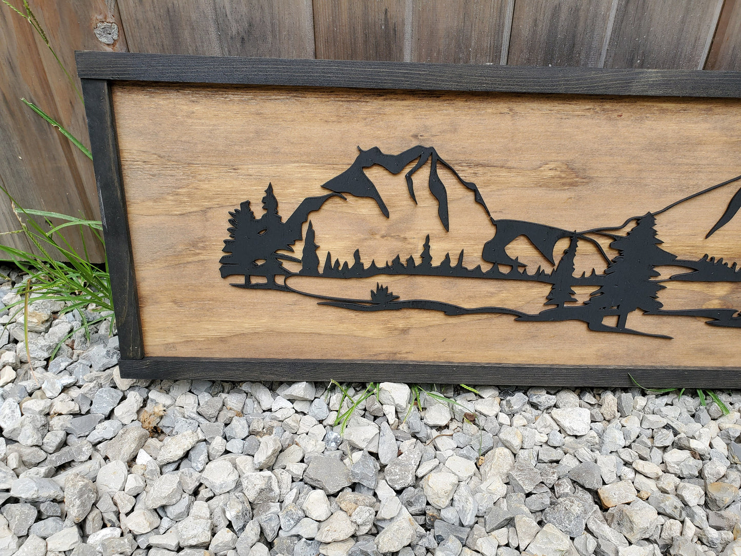 Mountain Scenery, 3D, Raised, Mountain, River, Pine Tree, Over Sized Sign, Rustic, Ranch Over Sized, Wood, Laser Cut, Detail, Cabin