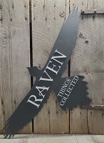 Large Raven, Bird, Aviary, Cutout, Silhouette, Store Front Sign, Store Sign, Entrance, Large Custom Sign, Wood, Laser Cut Out, 3D
