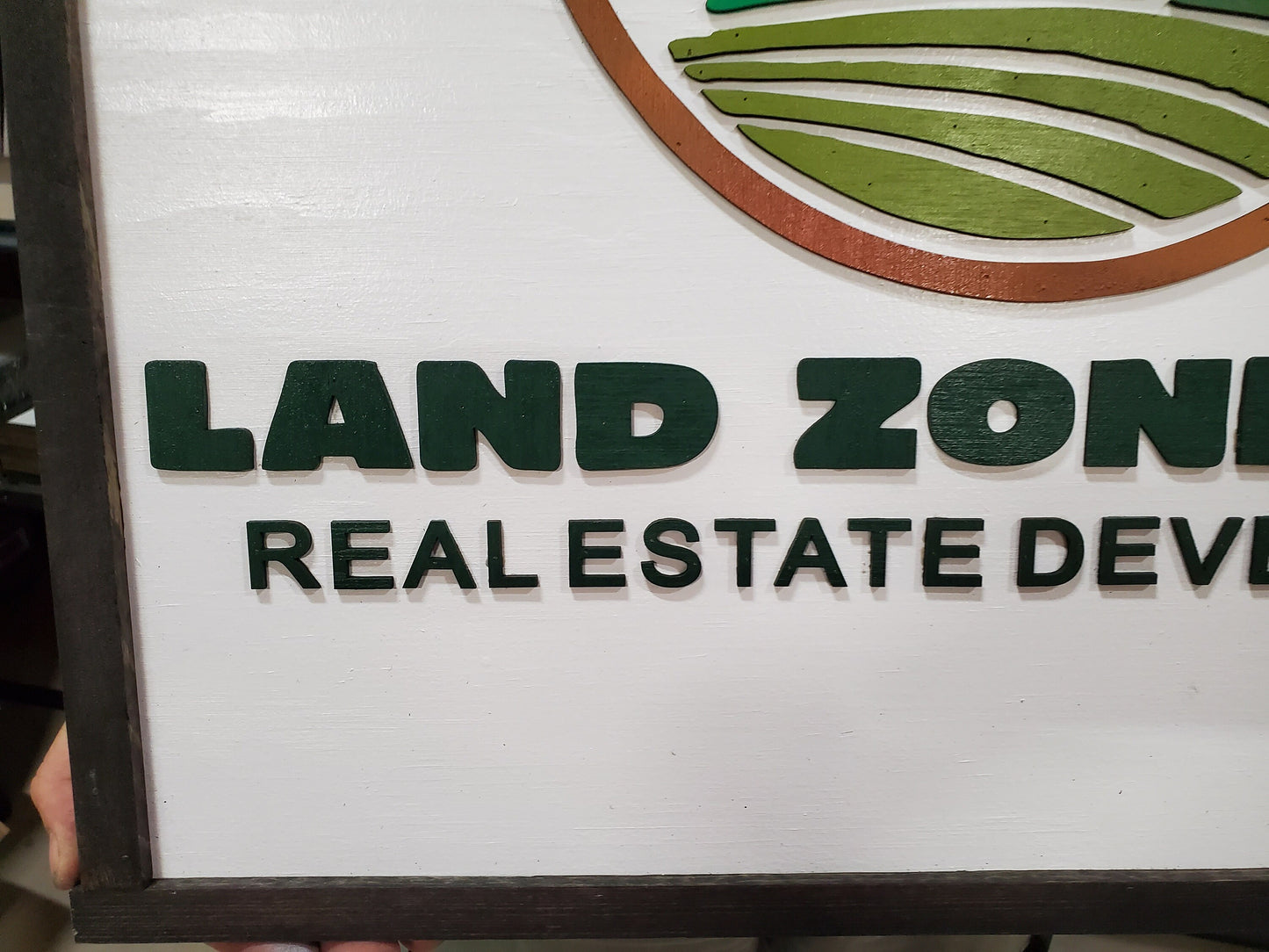 Land Management Real Estate Custom Business Logo Square Over-sized Rustic Wood Laser Cut Out 3D Extra Large Sign