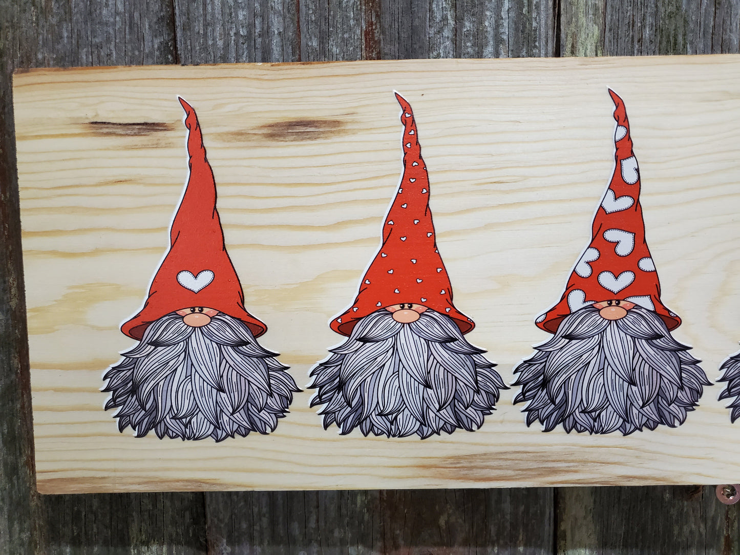 Gnome Love Heart Red Gnome Family Valentines Day Beards Valentines Day Gift Colored Wood Print