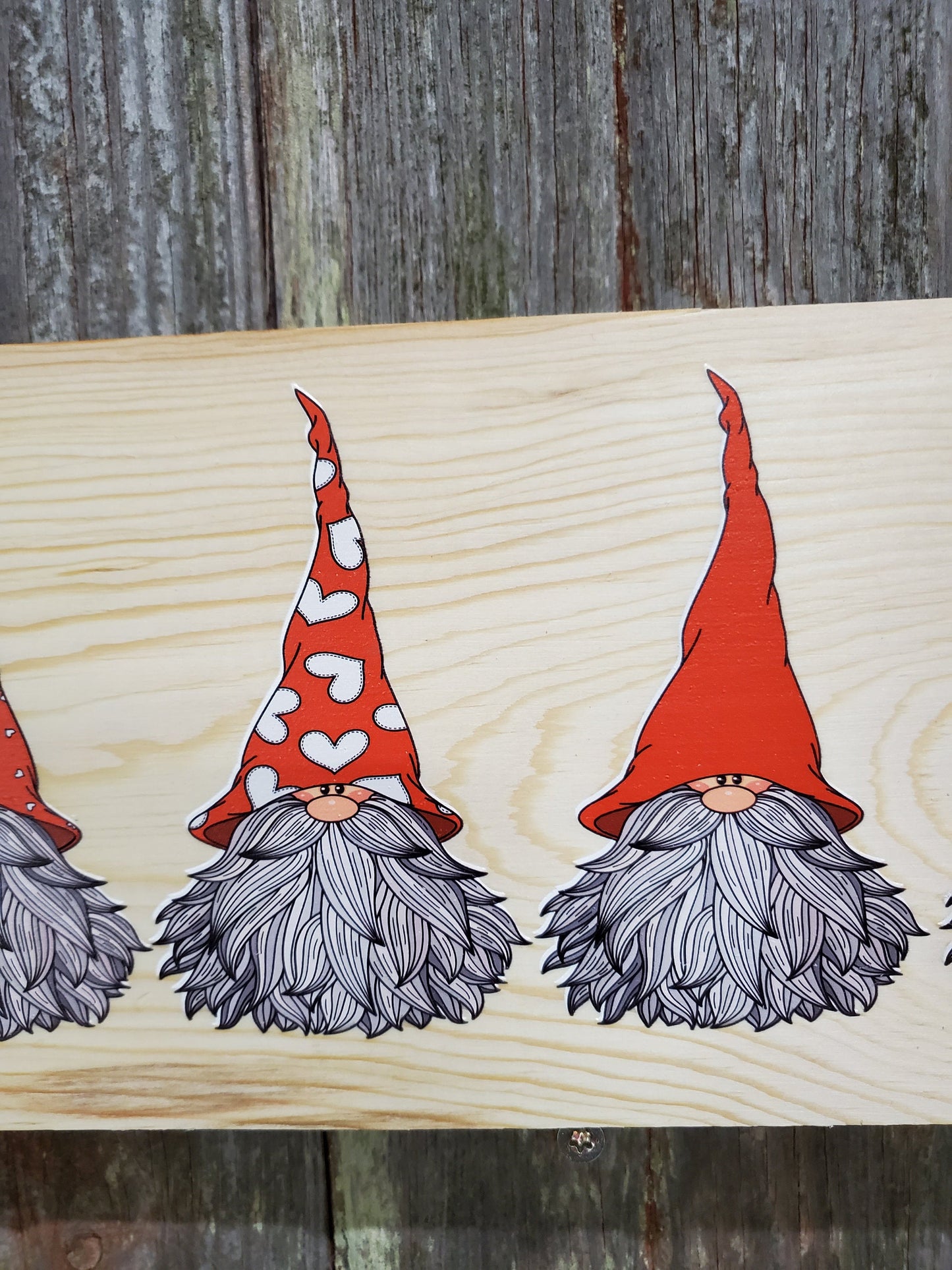 Gnome Love Heart Red Gnome Family Valentines Day Beards Valentines Day Gift Colored Wood Print