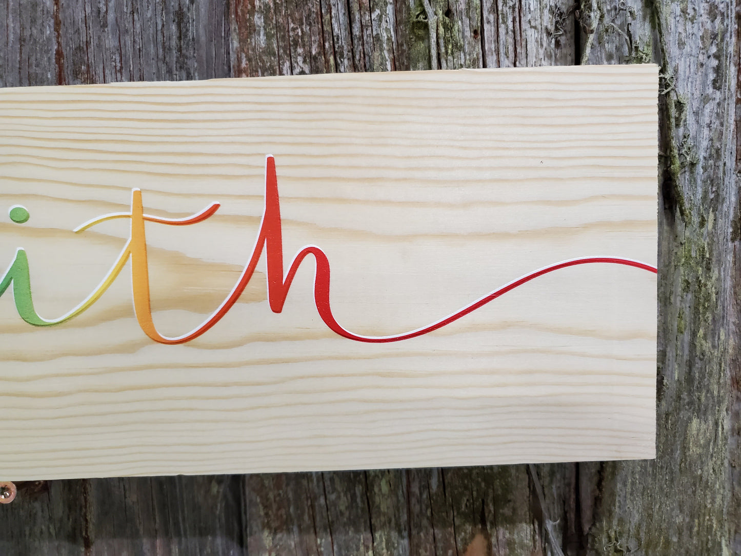 Have Faith Wall Decor Wood Sign Rainbow Bright Colors Art Script Writing Gift Colored Wood Print Gift Encouragement