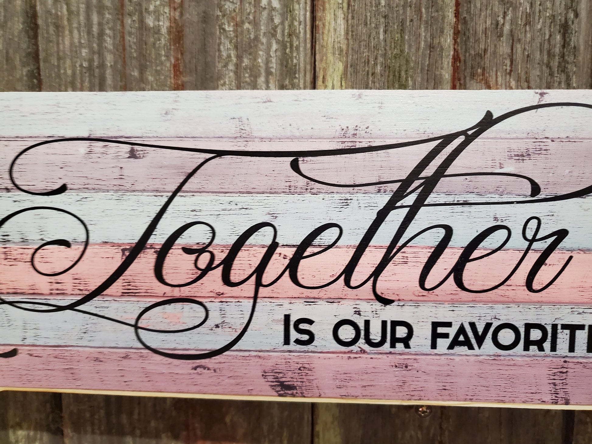 Together is Our Favorite Place to be Wall Sign Pastel Plaque Decor Wall Art Color Wood Print Script Phrase Text