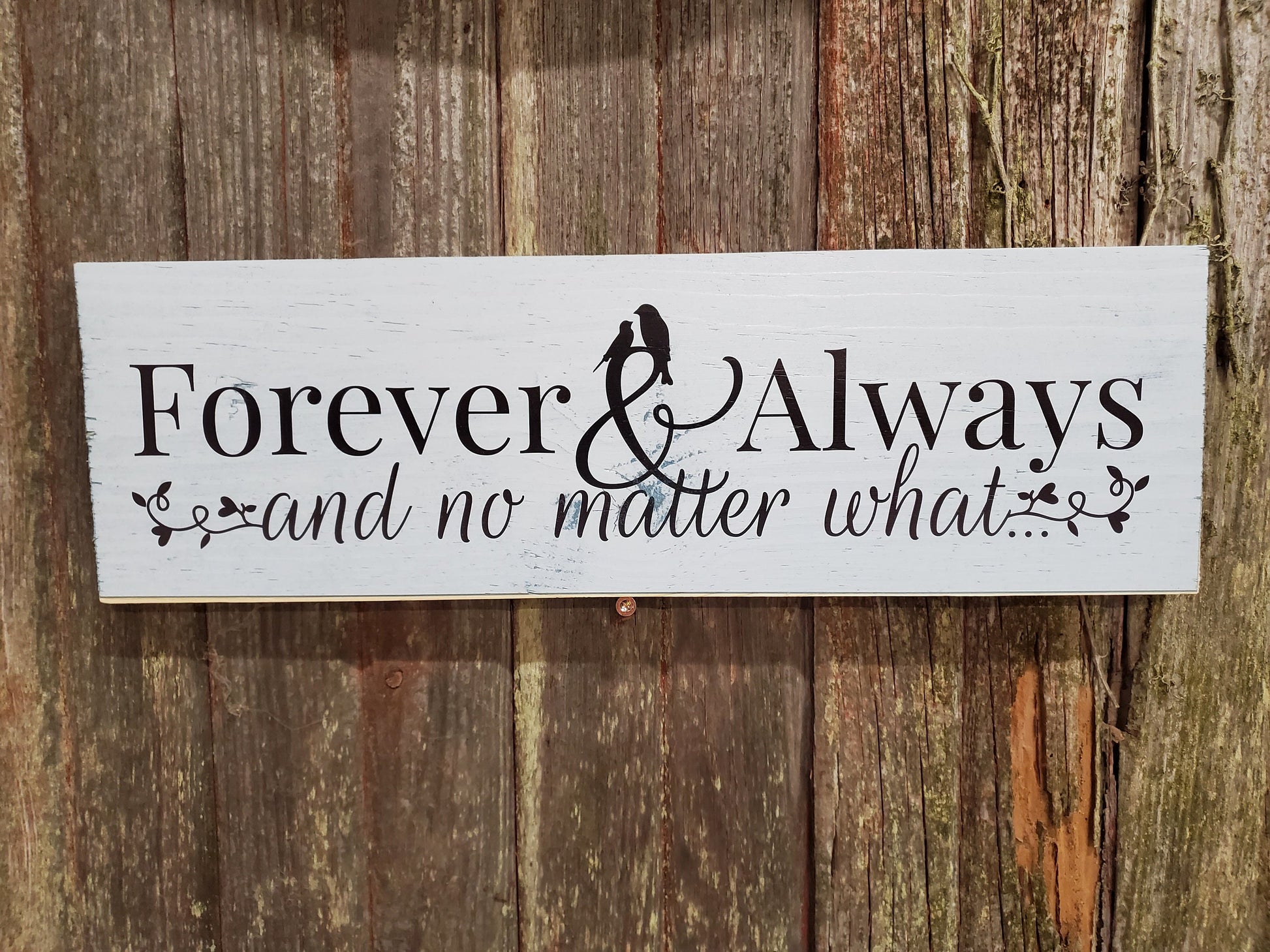 Forever and Always No Matter What Sign Home Decor Plaque Wall Art Color Wood Print Wedding Gift New Home Gift