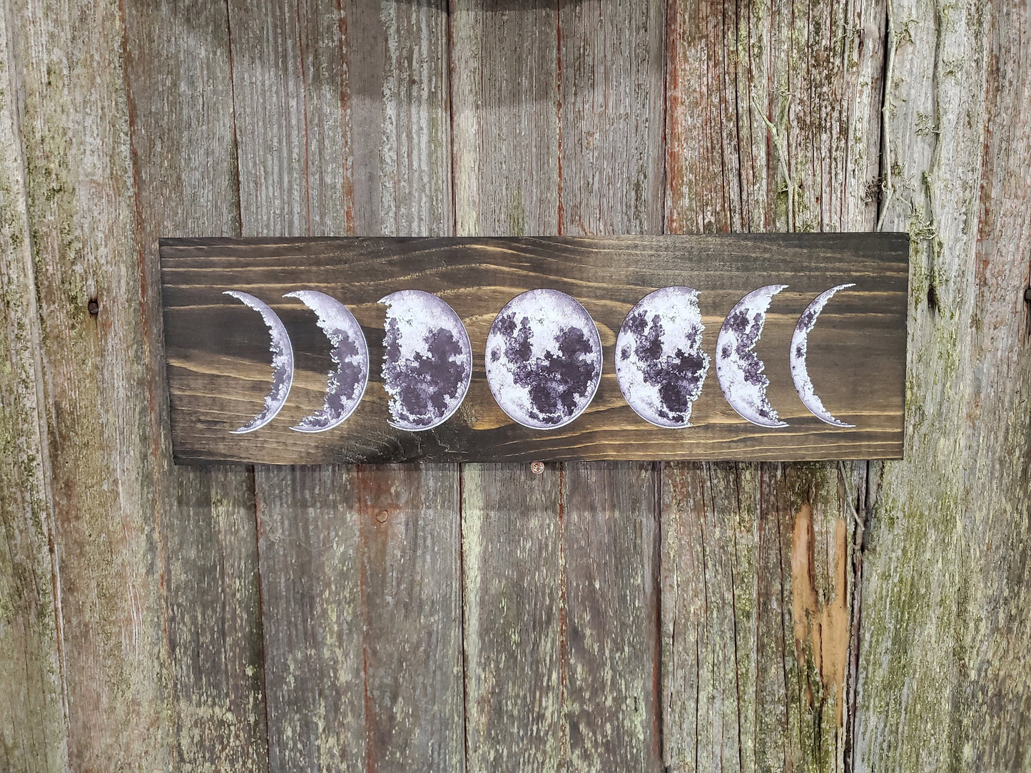 Phases of the Moon Wall Sign Astrological Moon Cycle Wood Science Plaque Decor Wall Art Color Wood Print