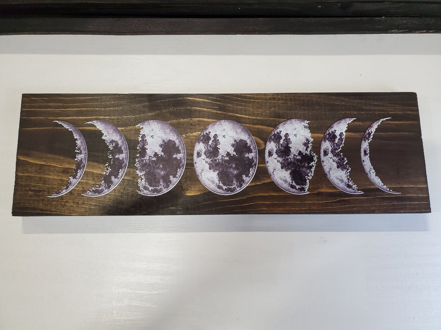 Phases of the Moon Wall Sign Astrological Moon Cycle Wood Science Plaque Decor Wall Art Color Wood Print