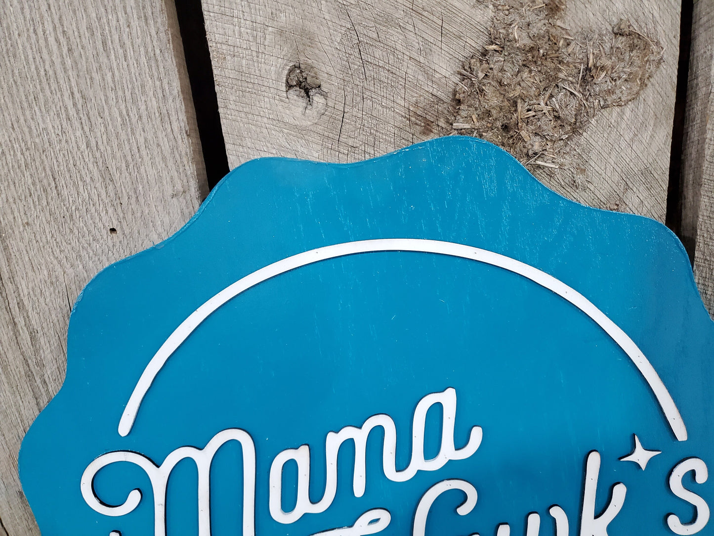Large Bottle Cap Round Scalloped Mamas Kitchen Coffee Sign Business Sign Commercial Signage 3D Raised Text Your Logo XL Made to Order
