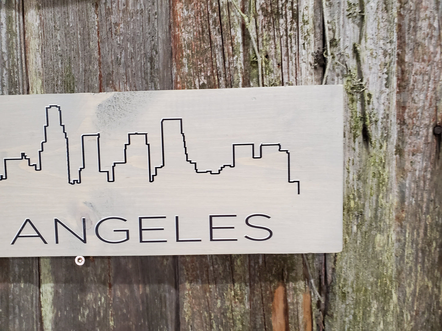Los Angeles Skyline Sign Silhouette Sign Town Gift Wood Printed Shelf Sitter Block Wall Art Decor Hanger Home Gift