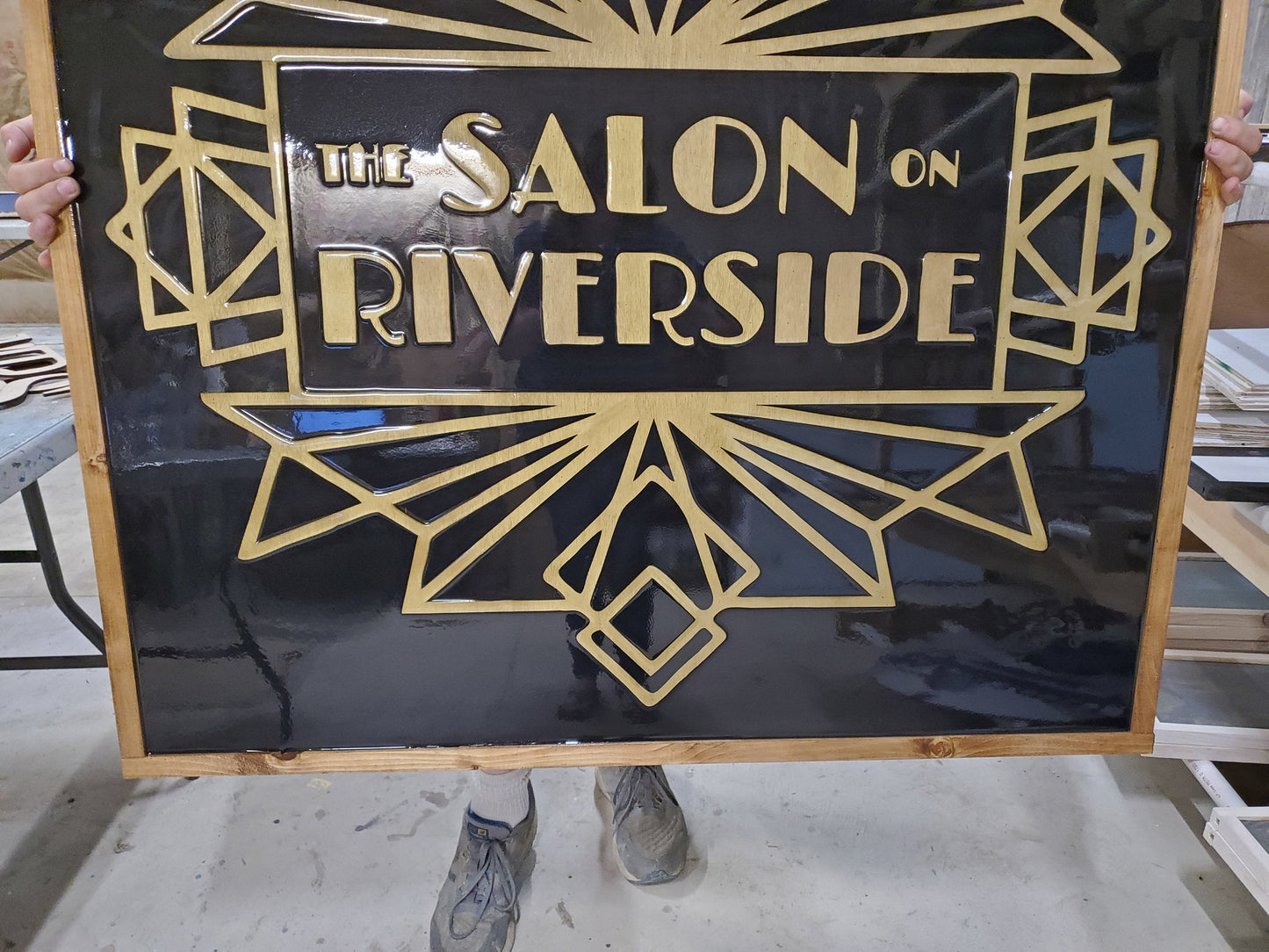 3D Large Custom Business Sign Gold Black Extra Large Detail We Use Your Actual Graphic Business Logo Wood