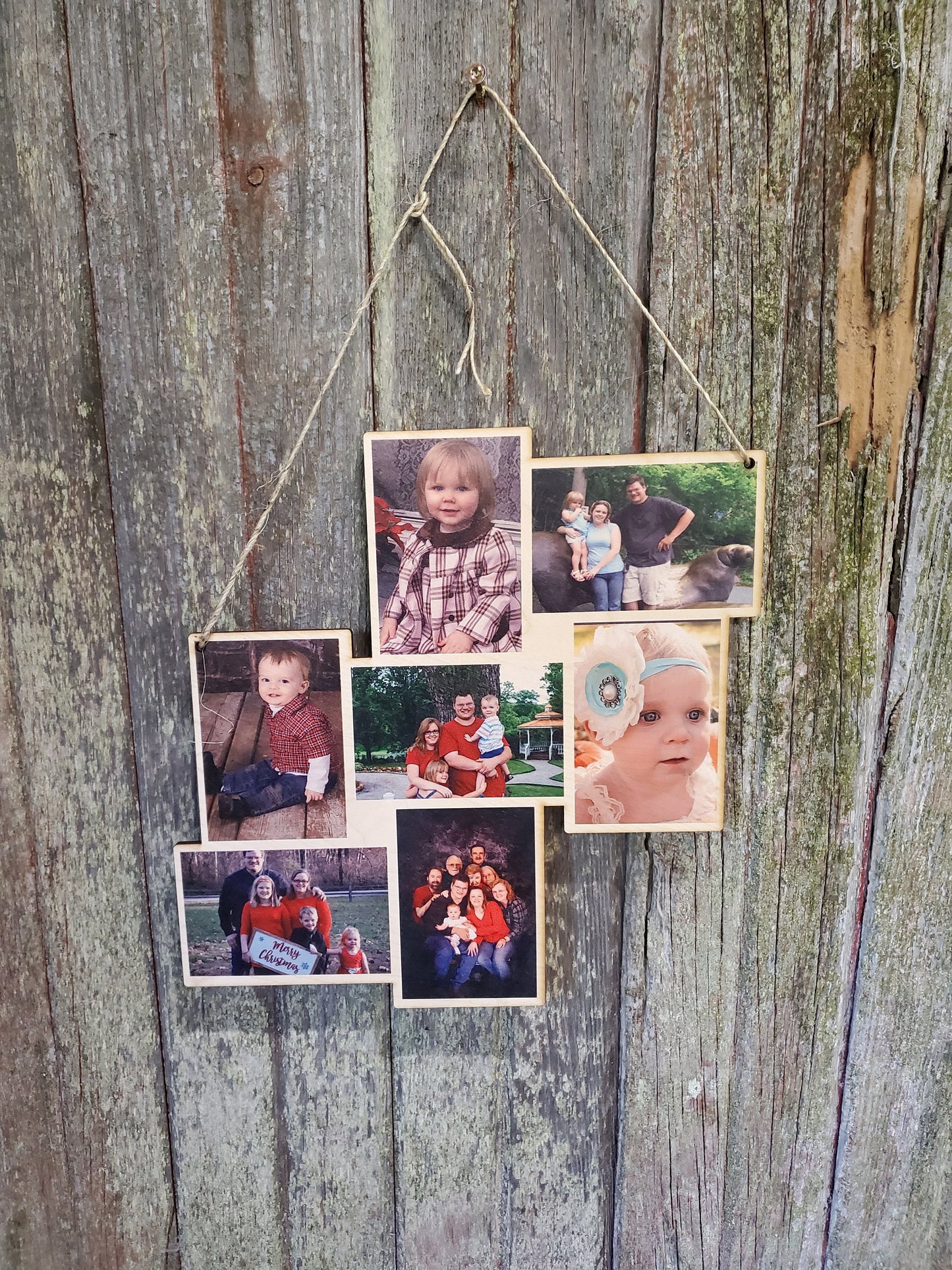 Collage Holds 7 Photos Wood Family Vacation Wedding Custom Photo Wall Hanging Photo Photos Printed Personalized Gift Home Decor USA