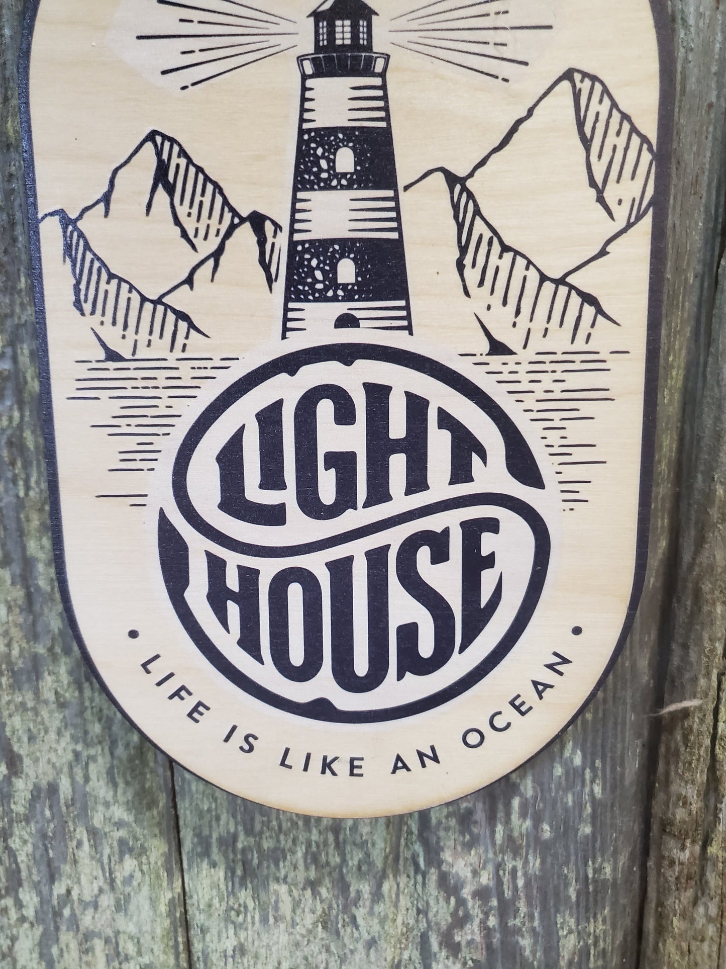 Light House Door Sign Lighthouse Wood Beach Sea Hanger Front Door Entry Way Decor Plaque Wood Print