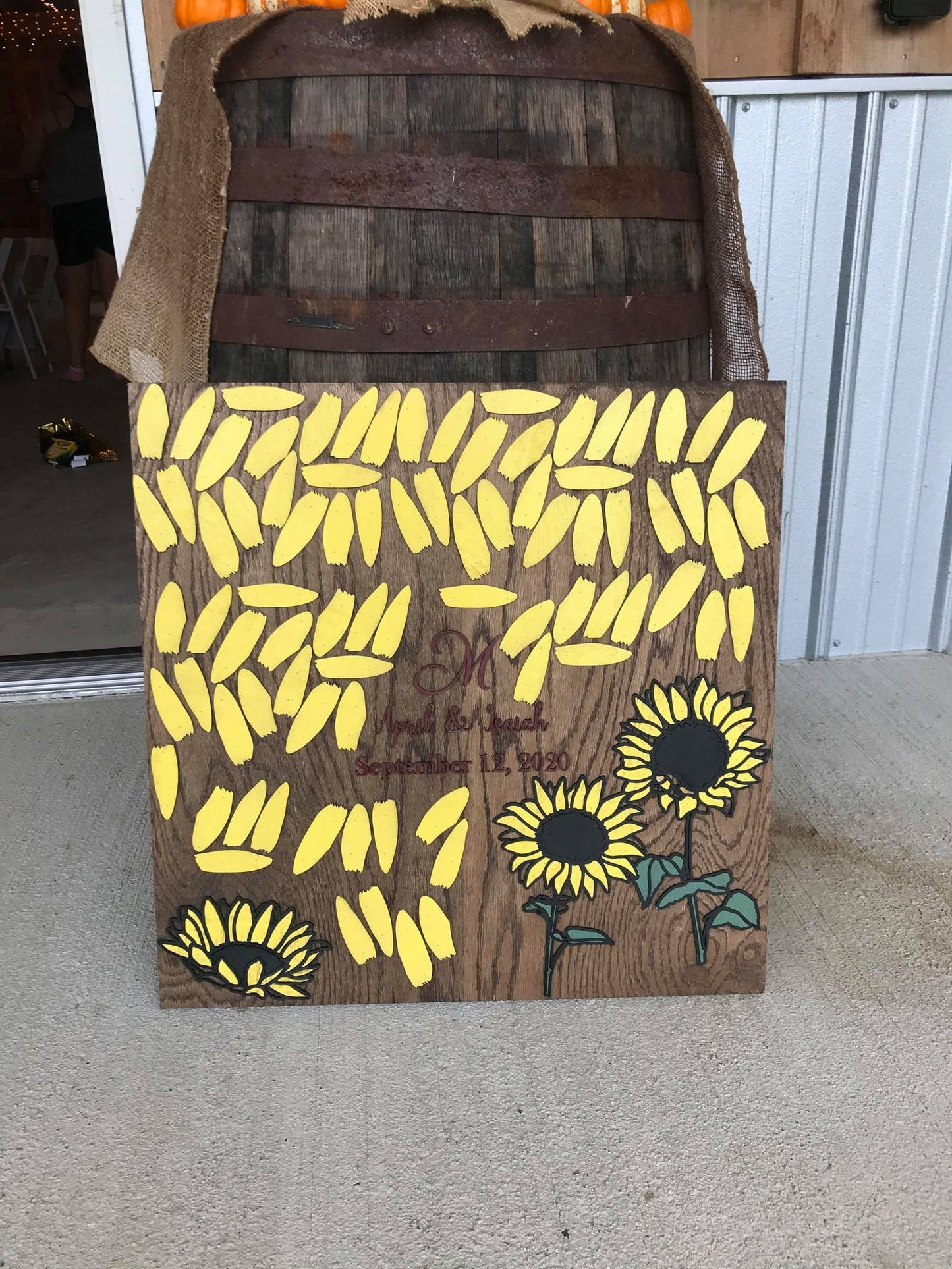 Sunflower Custom Wedding Sign Board Alternative Sign In Board Signature Name Sign Signature Board Guest Book Wood Raised 3D Personalized