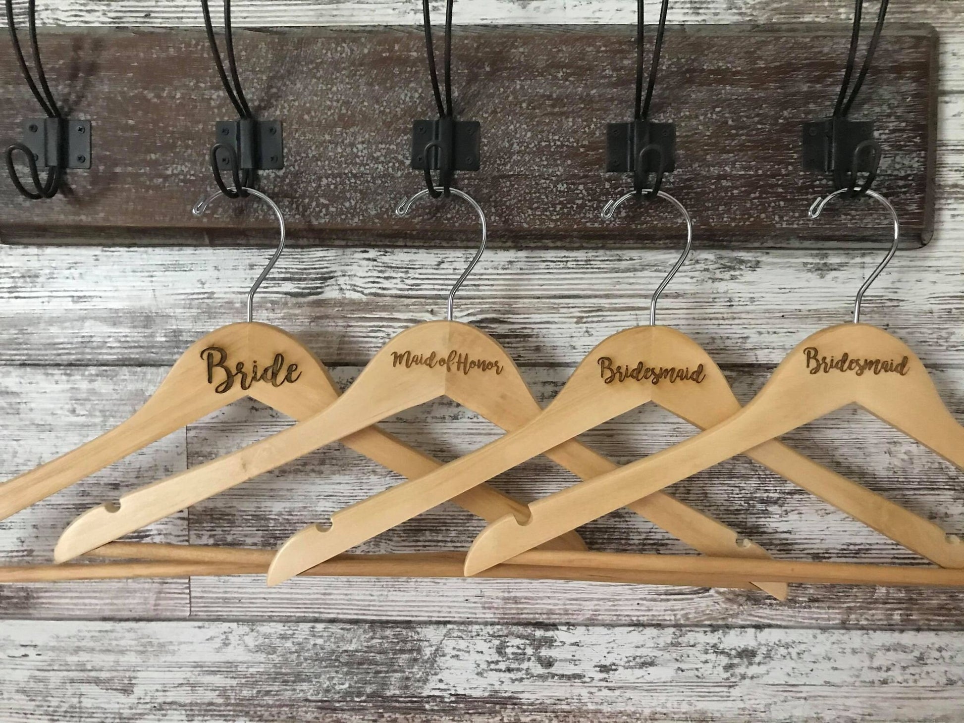 Bridesmaid Bridal Party Engraved Hard Wood Hanger Clothes Coat Sturdy Gift Wedding Bromellow Personalized