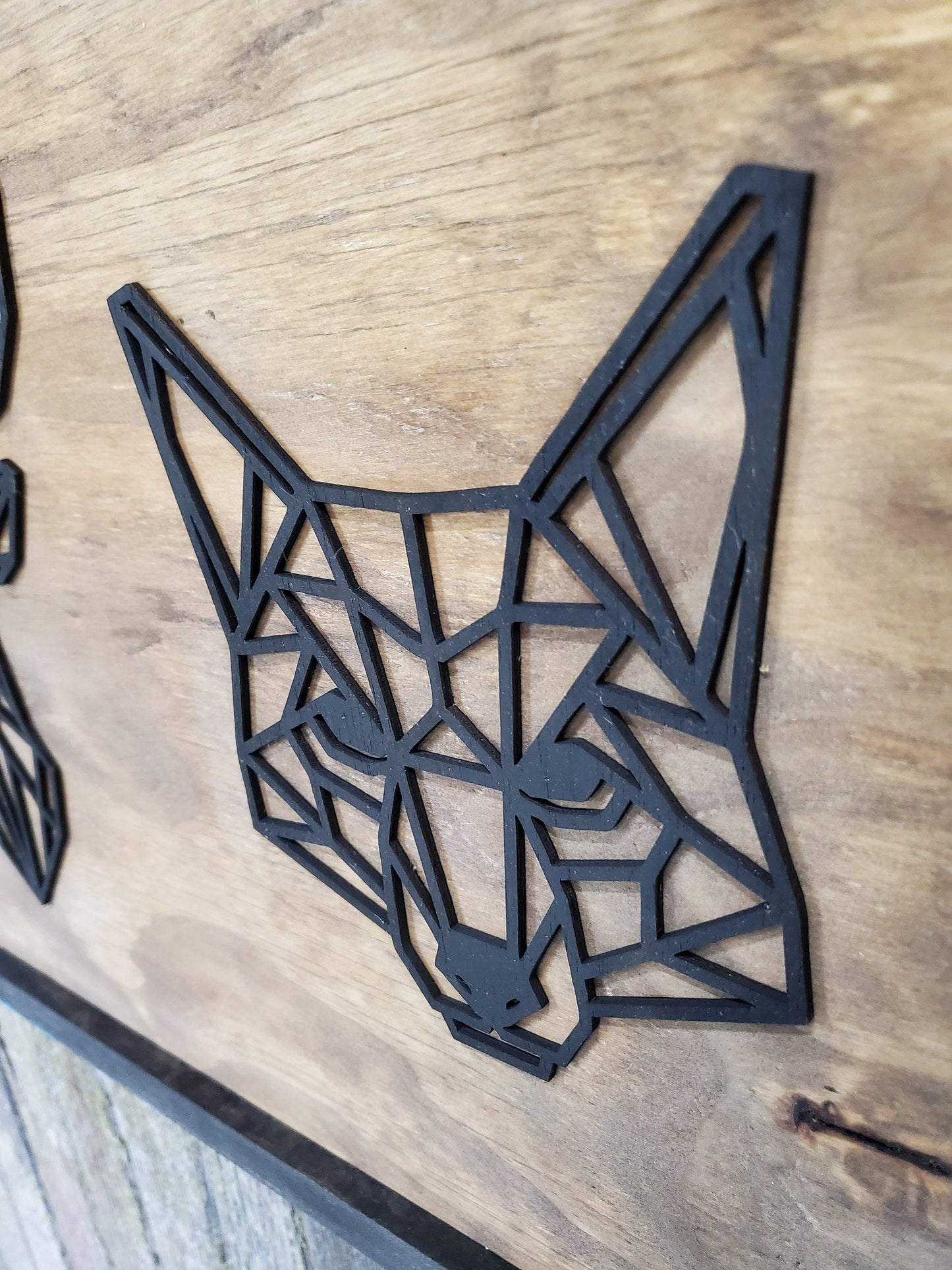 Origami Animals Elephant Deer Fox Lion Bull Safari Adventure Outdoors 3D Raised Wood Sign Over Sized Sign Rustic Over Sized Laser Detail