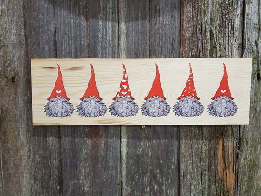 Gnome Love Heart Red Gnome Family Valentines Day Beards Valentines Day Gift Colored Wood Print