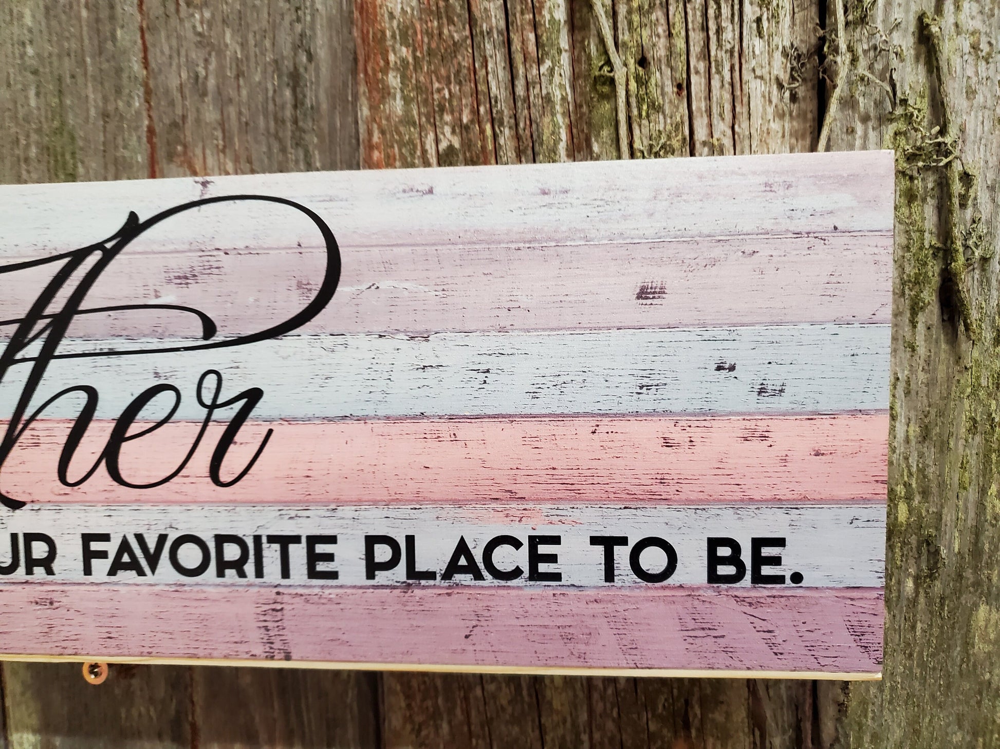 Together is Our Favorite Place to be Wall Sign Pastel Plaque Decor Wall Art Color Wood Print Script Phrase Text