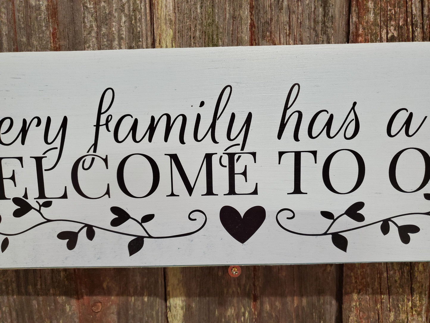 Every Family Has A Story Welcome To Ours Sign Home Decor Plaque Wall Art Color Wood Print Wedding Gift New Home Gift