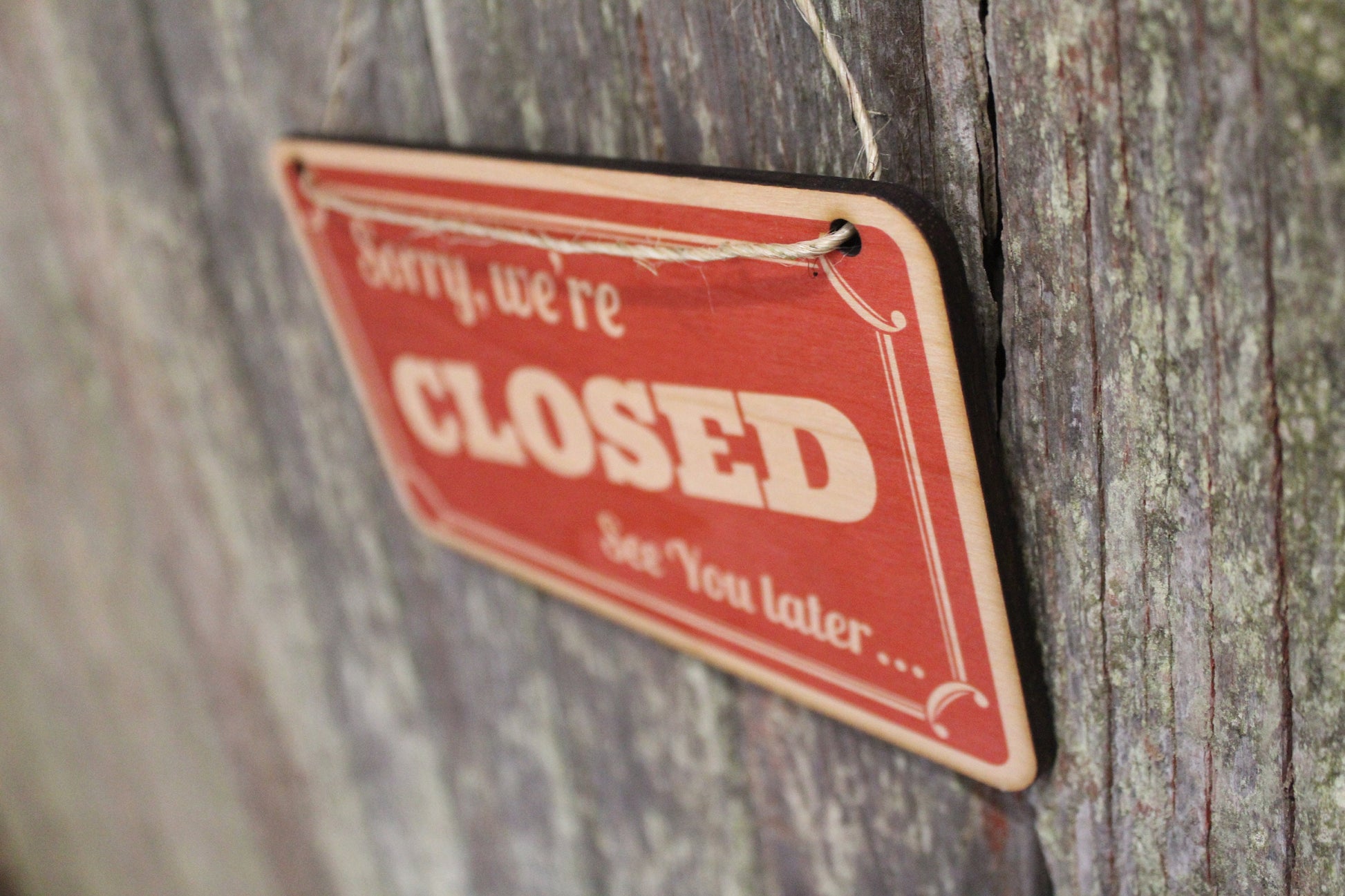 Open Closed Sign Red Come In Sorry We're Closed Double Sided Close Advertising Small Business Wooden Front Door Entry Way Decor Plaque Wood