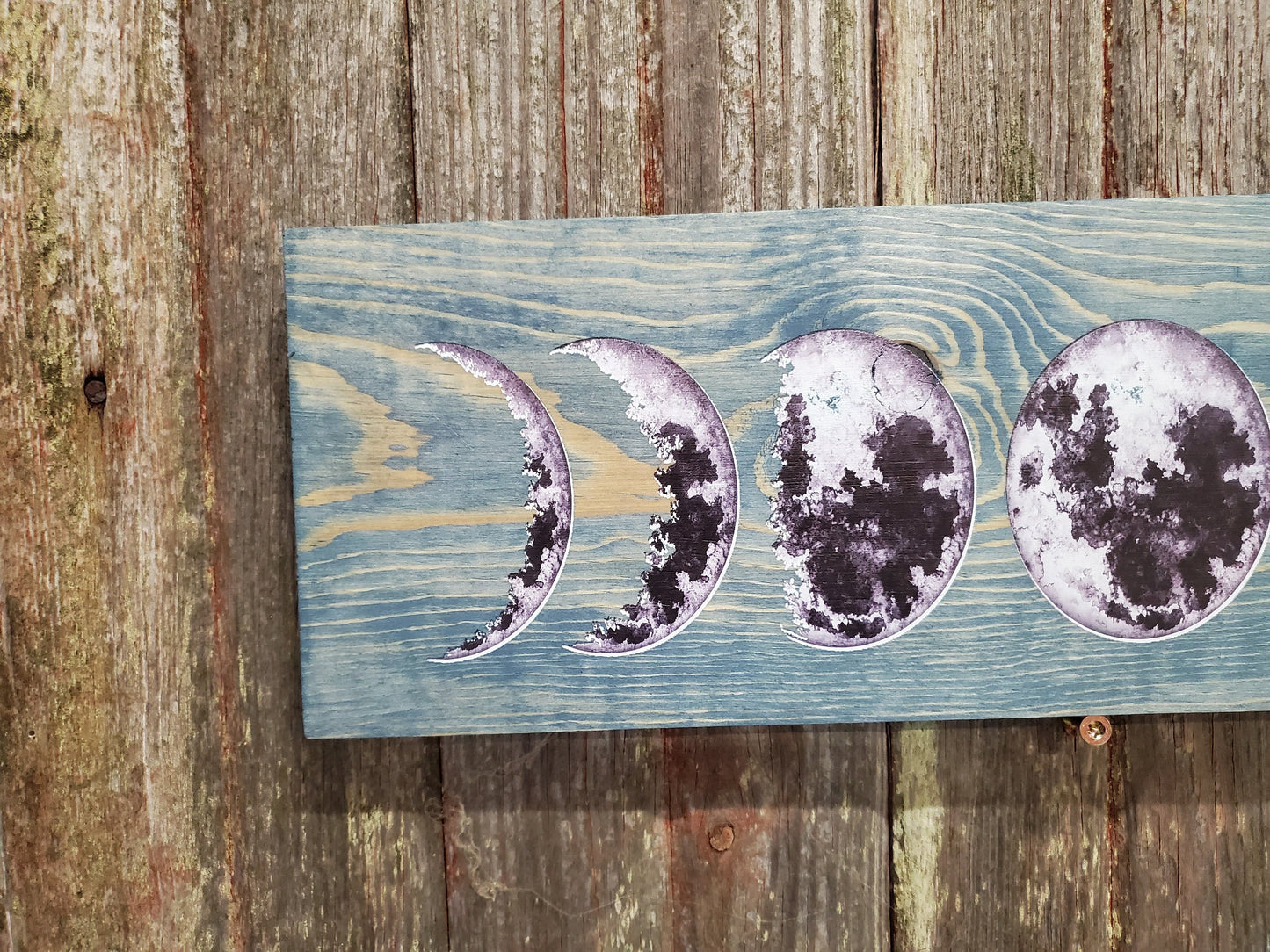 Phases of the Moon Wall Sign Astrological Moon Cycle Wood Science Plaque Decor Wall Art Color Wood Print