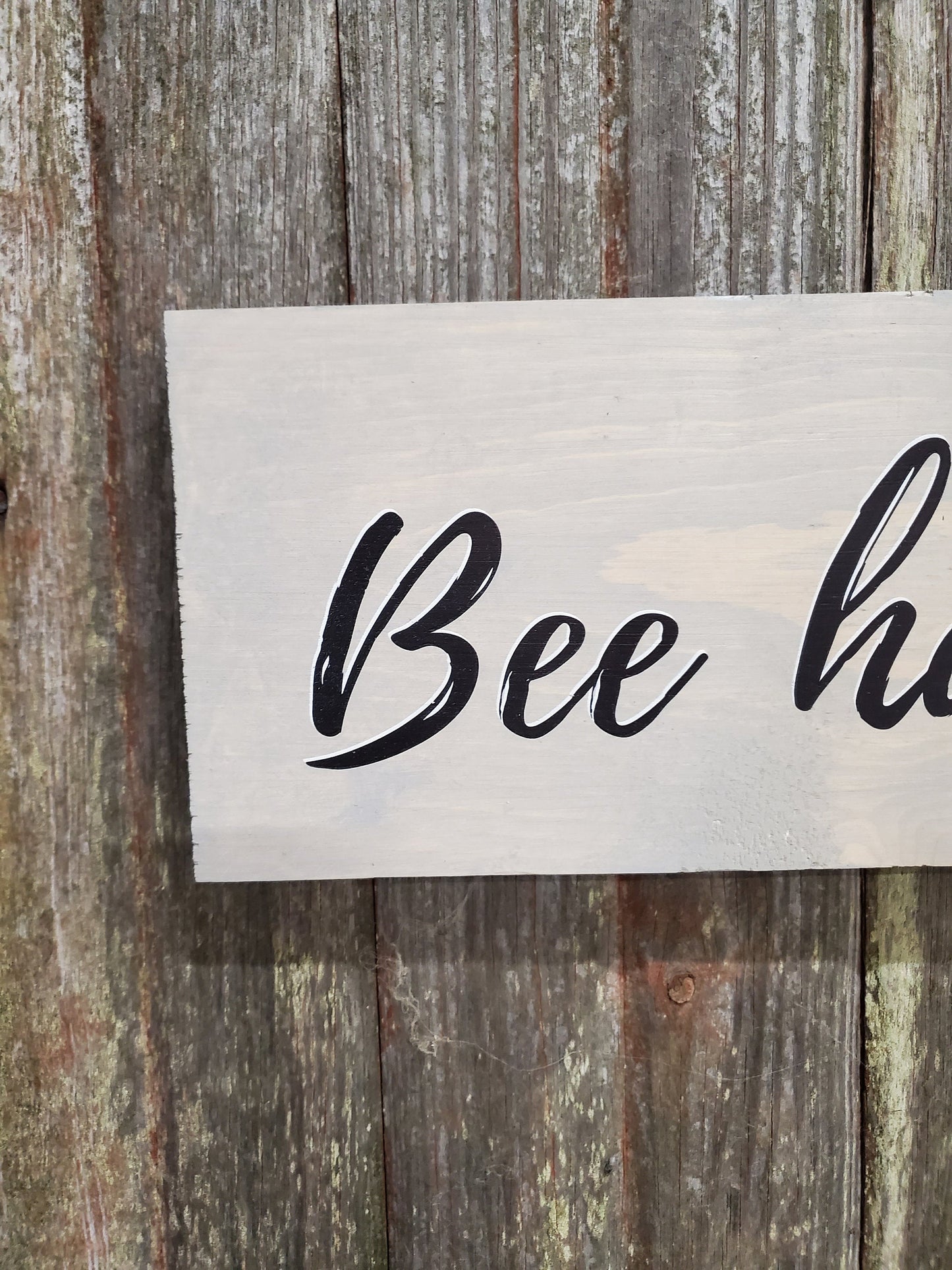 Bee Happy Fun Bumble Bee Buzz Buzz Wall Art Spring Decor Honey Bee Wall Wood Print Color Office Gift