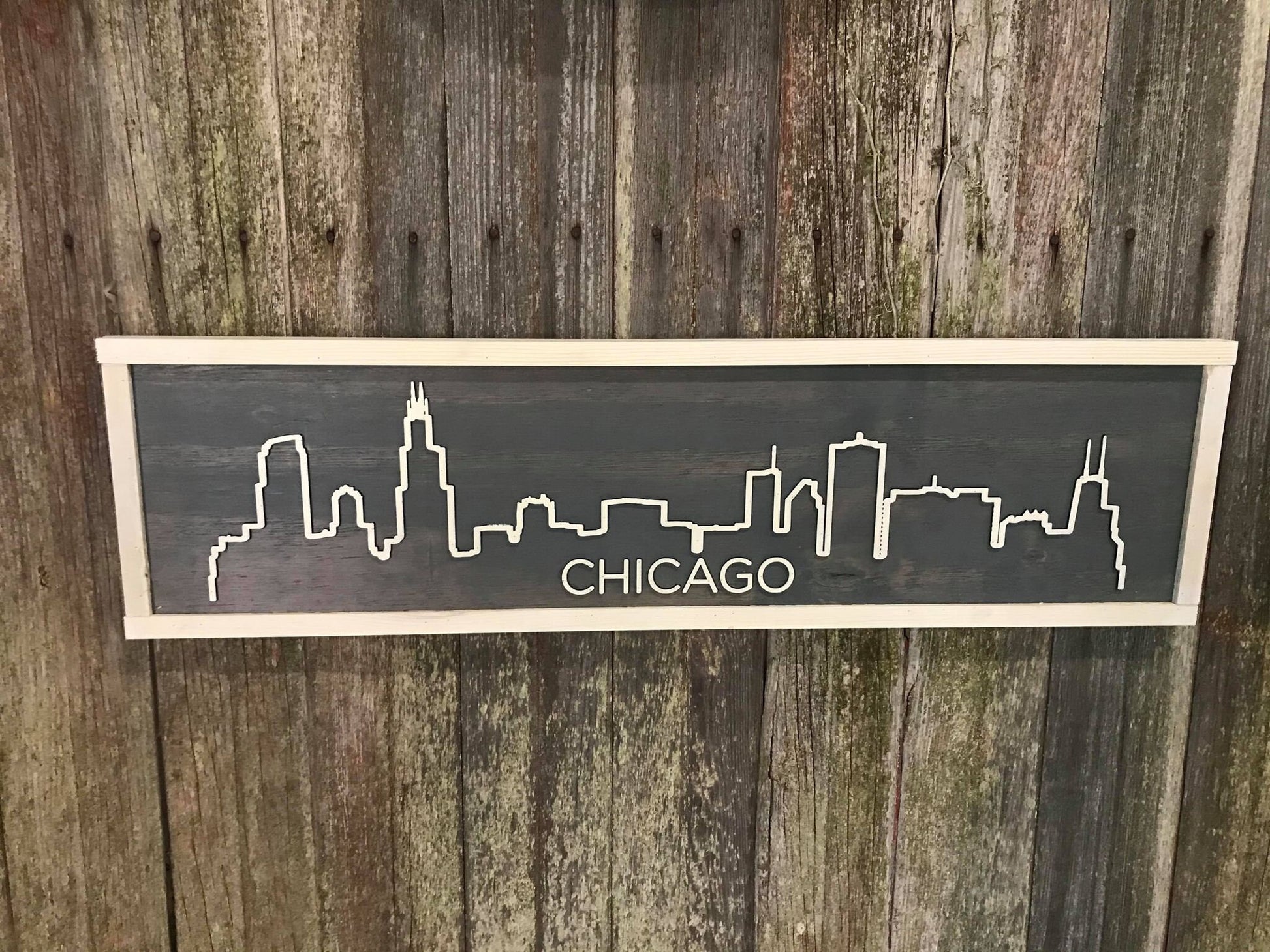 Chicago Silhouette Wall Art City 3D Wood Sign Town Raised Graphic Illinois Wall Hanging Wall Decor