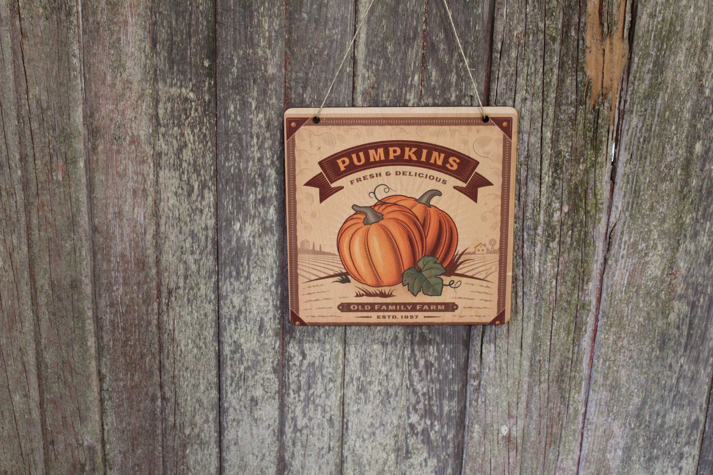 Pumpkin Farm Wood Sign Fall Harvest Wall Decor Autumn Wall Hanging Wooden Family Farm Established Rustic Country