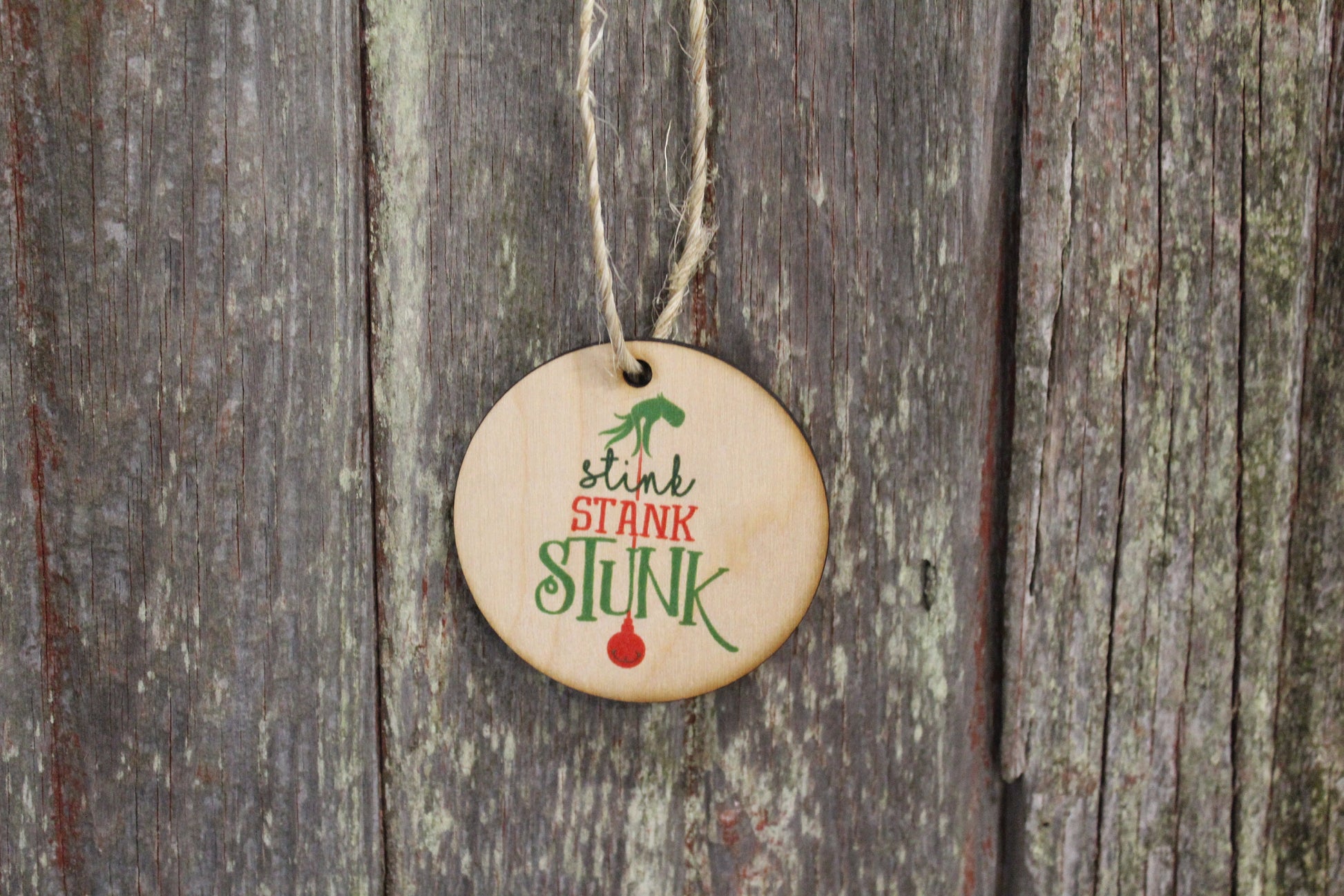 Stink Stank Stunk Ornament Grinch Christmas Keychain Décor Wood Sign Tree Gift Cute Whoville Hand Green Festive