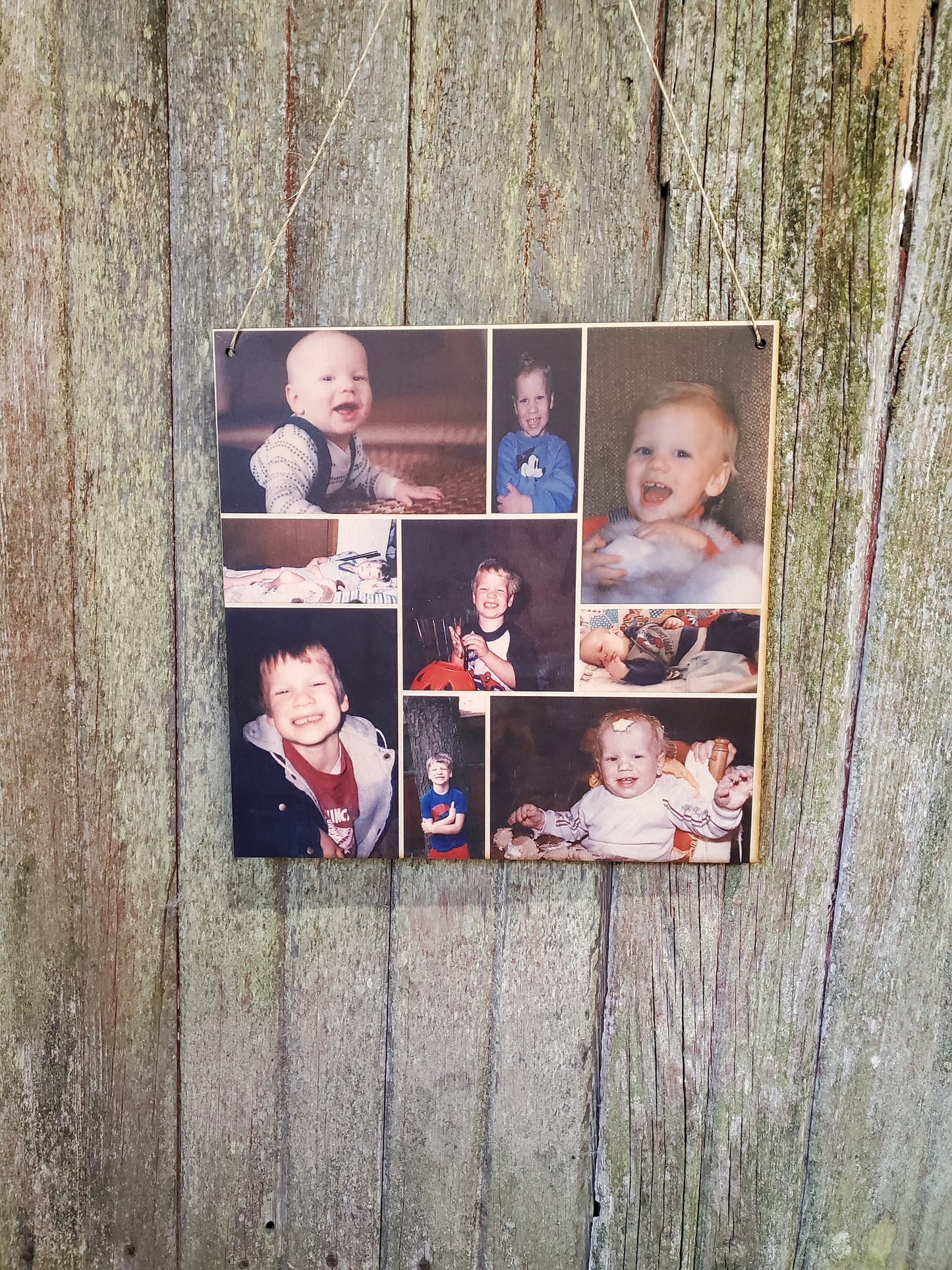 Collage Children Holds 9 Photos Wood Square Custom Photo Wall Hanging Photo Picture Family Photos Printed Personalized Gift Home Decor USA
