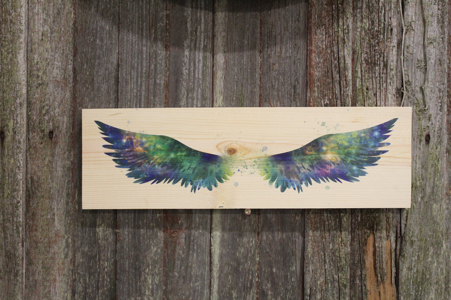 Watercolor Wings Art Sign Colorful Freedom Wall Hanging Spread Decor Simple Fairy Open Decoration Wood