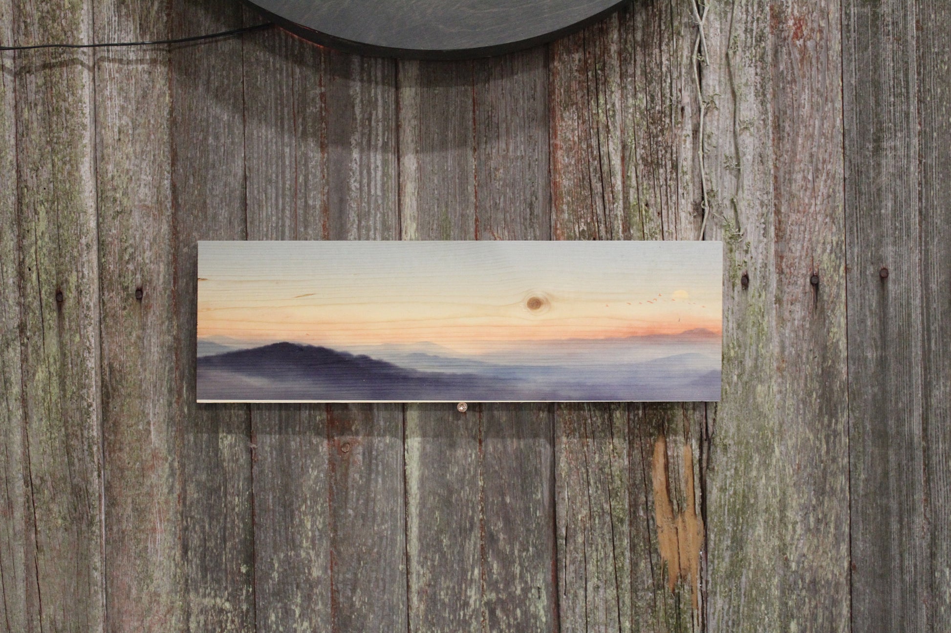 Mountain Sunset Painting Sign Wood Wall Hanging Pastel Watercolor Decor Decoration Morning Sunrise Mountain Range Art Picture