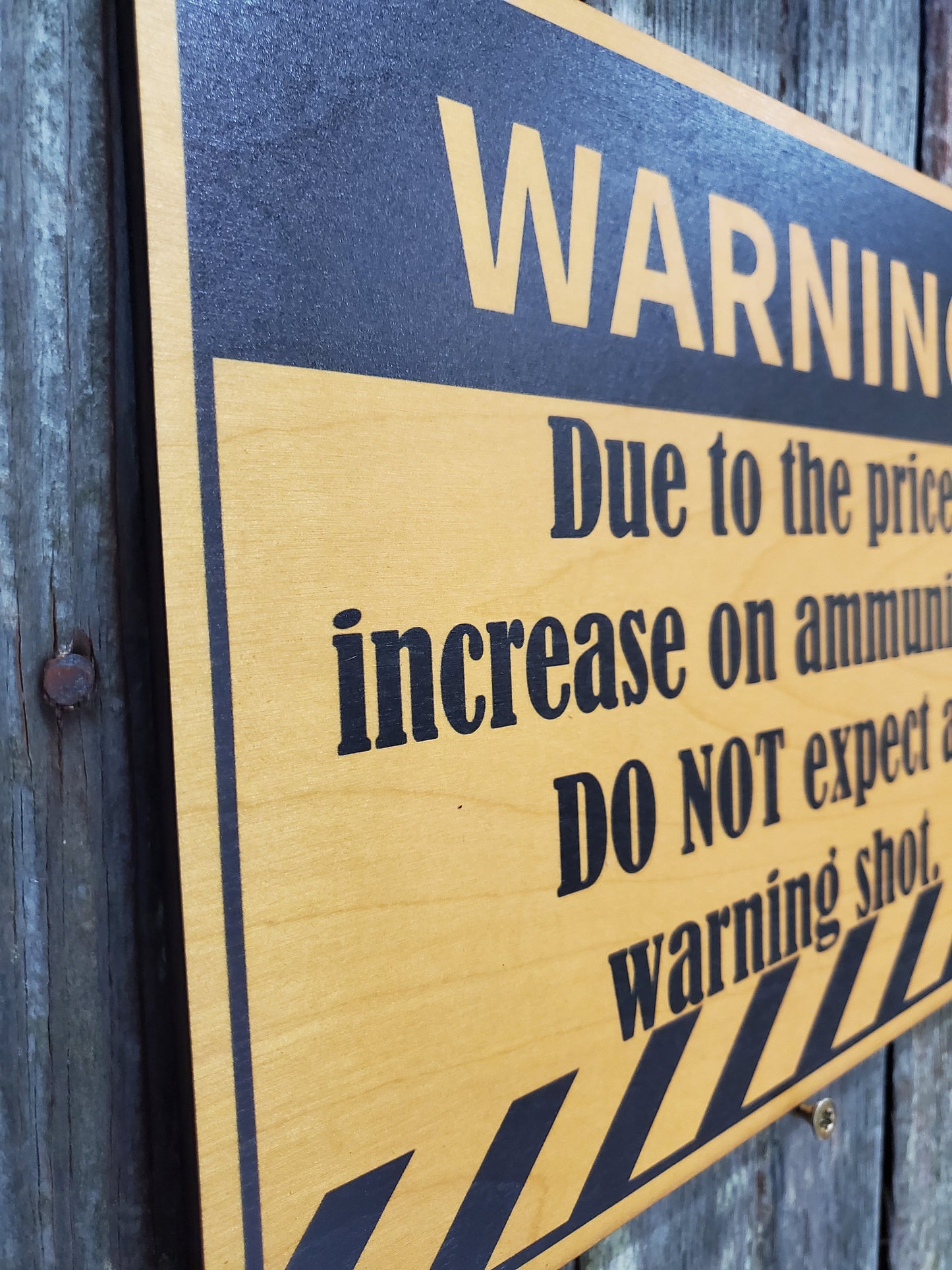 Gun Owner Warning Do Not Expect a Warning Shot No Trespassing Wooden Front Door Entry Way Decor Plaque Wood Print