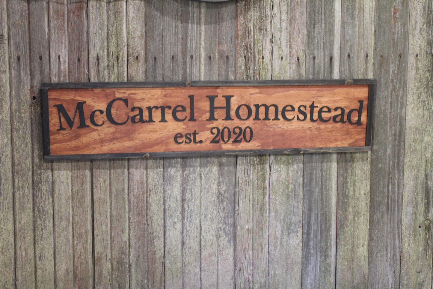 Large Custom Ranch Sign Red Stain Over-sized Rustic Business Logo Raised Text Wood Laser Cut Out 3D Extra Large Sign