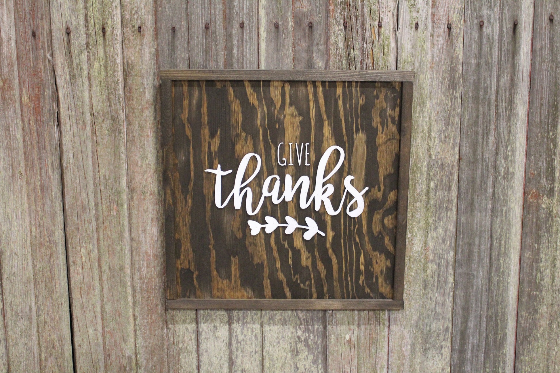 Give Thanks Wood Sign Raised Text 3D Stands off the Board Holiday Sign Thanksgiving Autumn Wooden Sign Wood Primitive Wall Décor