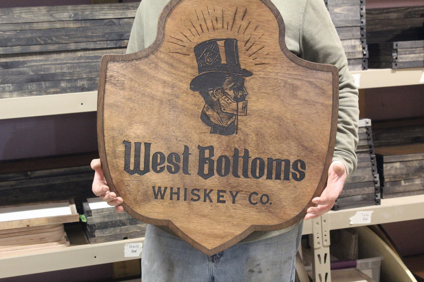 Micro Brewery Whiskey Company Drinkery Custom Sign Wood Laser Engraved Steam Punk Contour Cut Bar Custom Business Sign Logo
