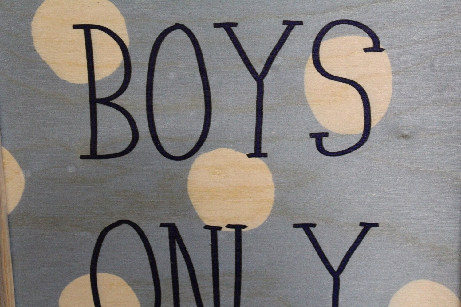 Framed Boys Only Wood Sign Room Sign Pallet Sign Club House Blue and White Circles No Girls Text Script Décor Decoration Print Wall Art