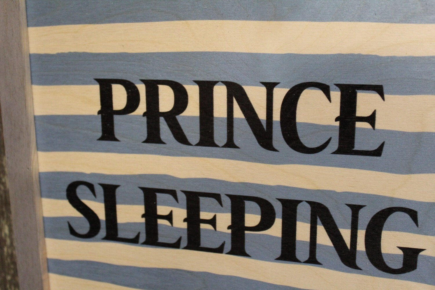 Framed Prince Sleeping Wood Sign Room Sign Shh Quiet Blue White Stripe Boys Text Do Not Disturb Decoration Print Wall Art Decor