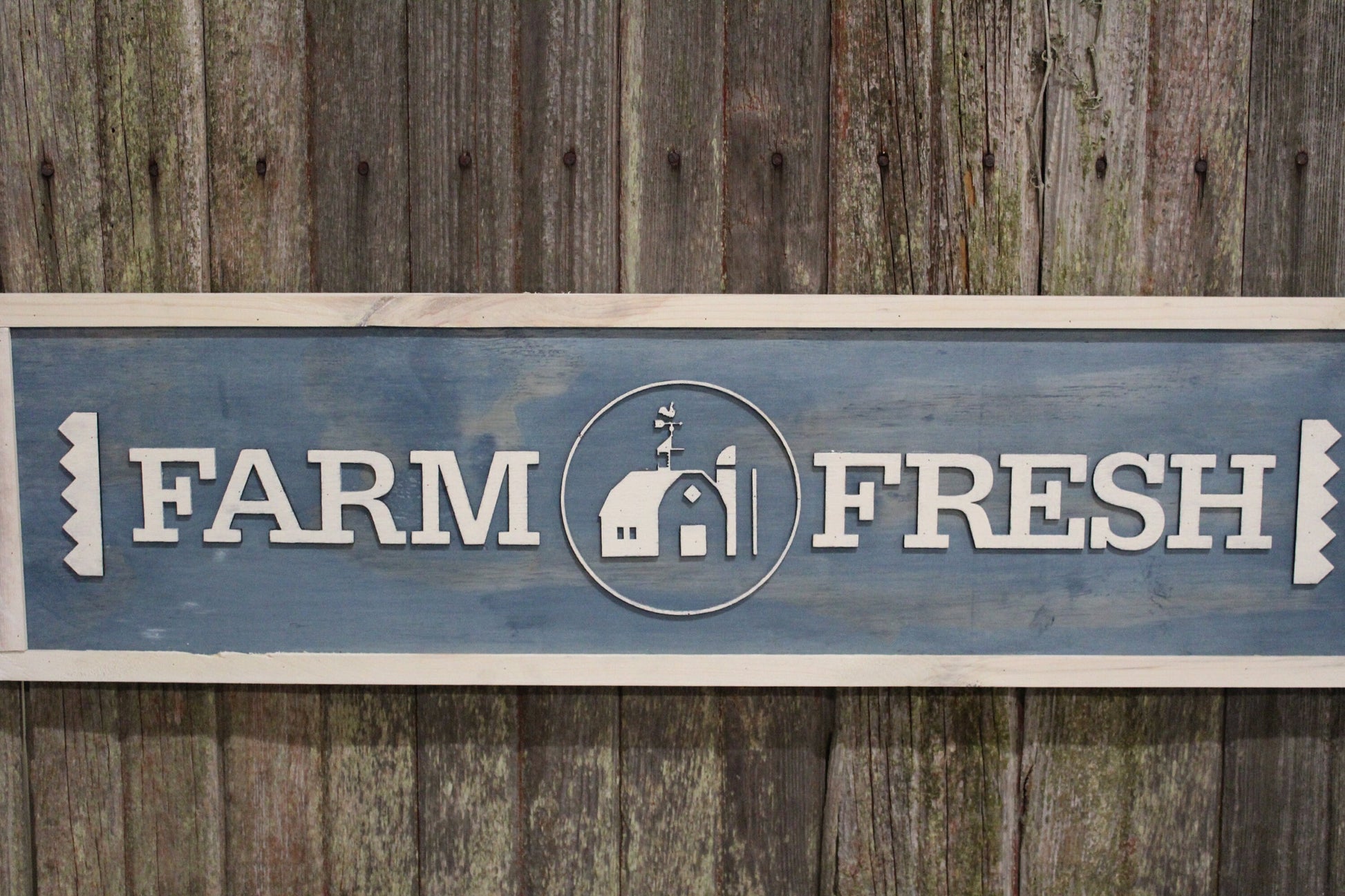 Farm Fresh Wood Sign Raised Text Barn Market Adverting Organic Small Shop Sign 3D White Washed Rustic Primitive Wall Décor Wall Art