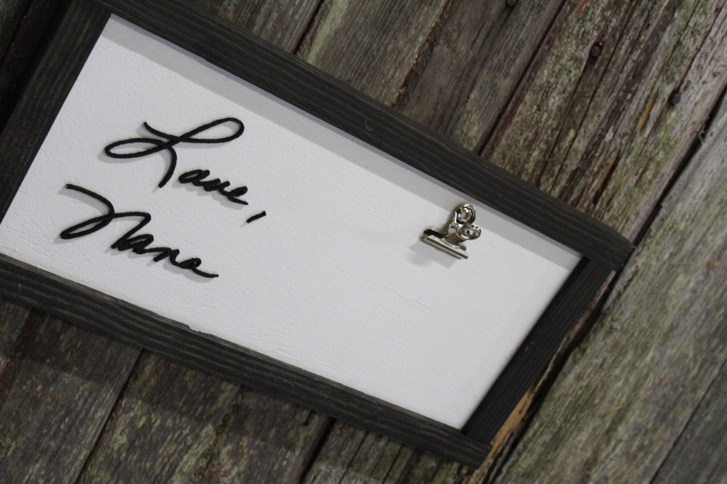 Handwriting Sign Your Actual Hand Writing Raised Text 3D With Photo Holder Note Clip Personalized Custom Shabby Chic Gift Mom Dad Parent